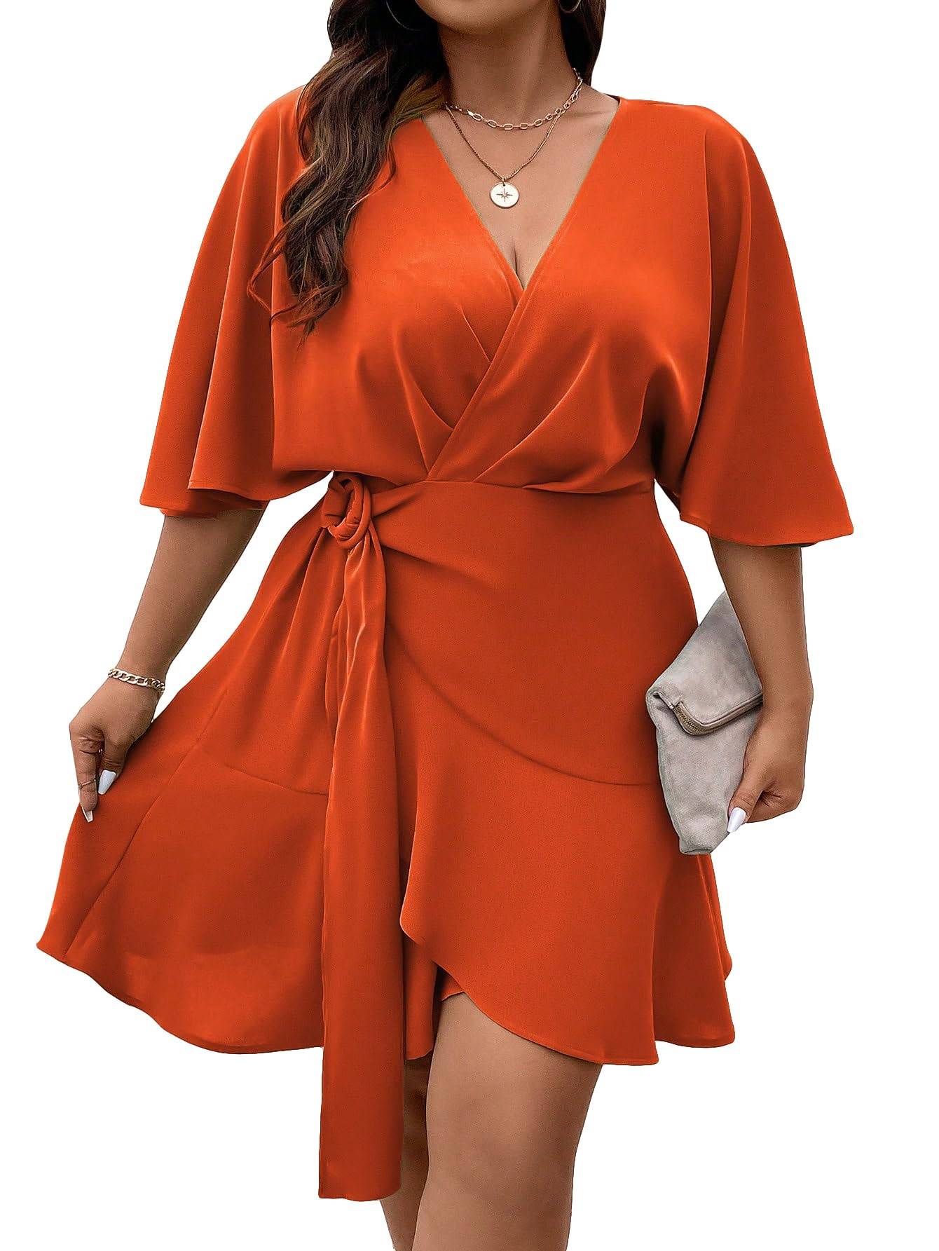 Women's Plus Size Wrap V Neck A Line Dress