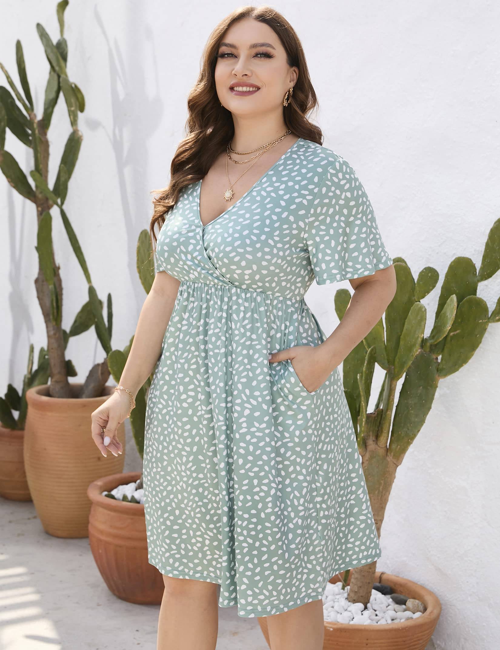 Plus Size Summer Dress Women's A Line Midi Dresses