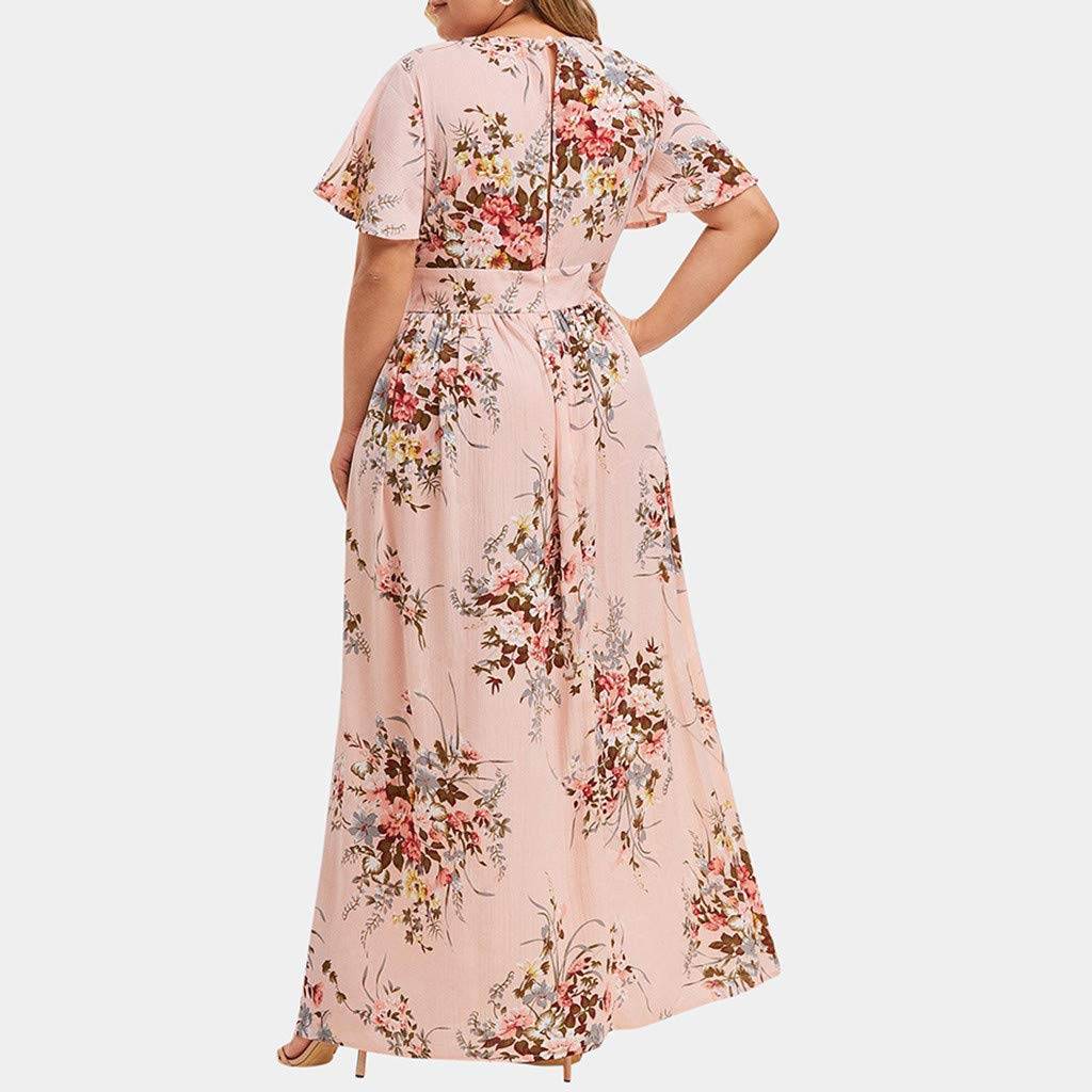 Women Maxi Wrap Sundresses Floral Boho Dress