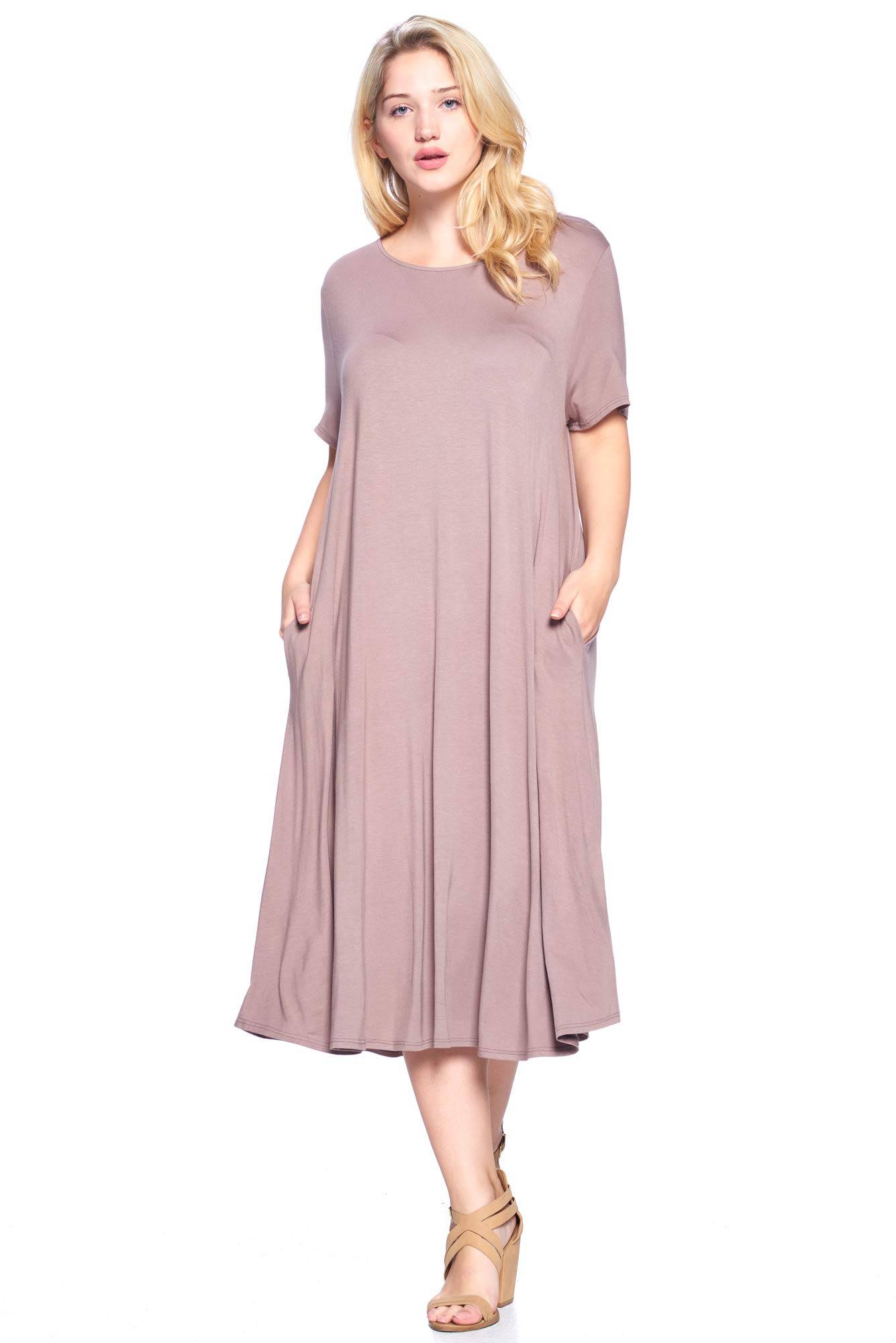 Women's Plus Size A-Line Pocket Midi Dress