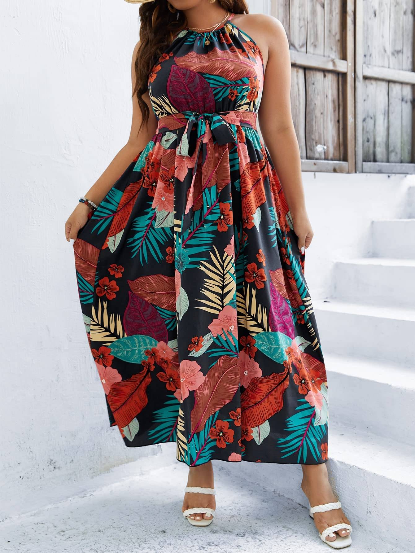 Women's Plus Size Boho A Line Long Dress