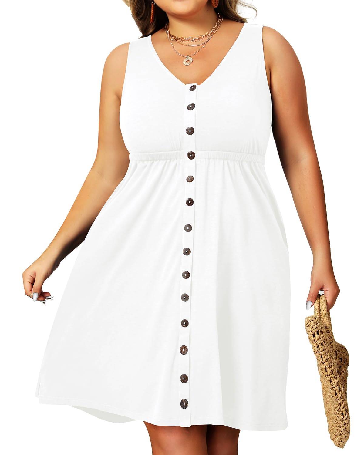 Women's Plus Size Summer Dresses Pockets A-Line