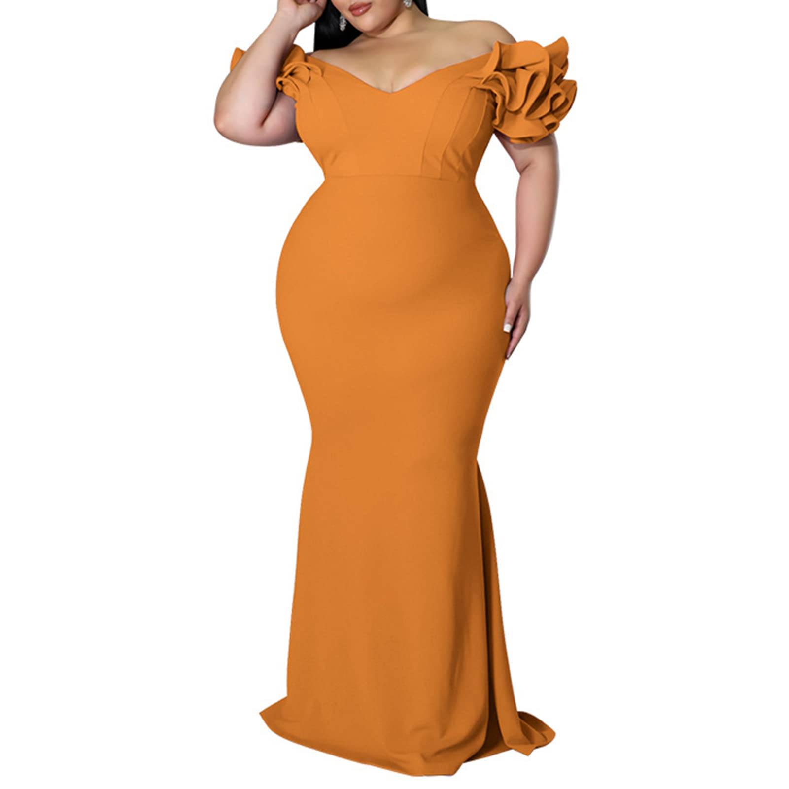 Women's Plus Size Maxi V-Neck Formal Dresses