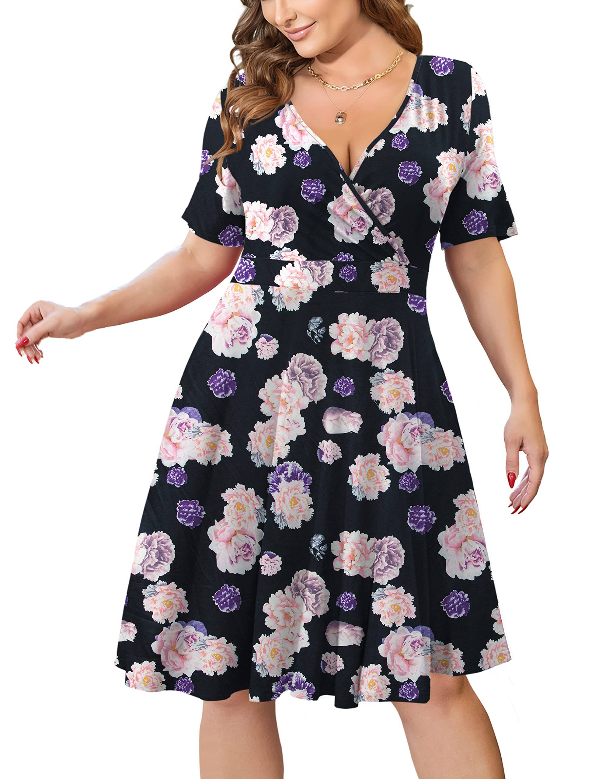 Womens Plus Size Dresses Wrap Dress with Pockets