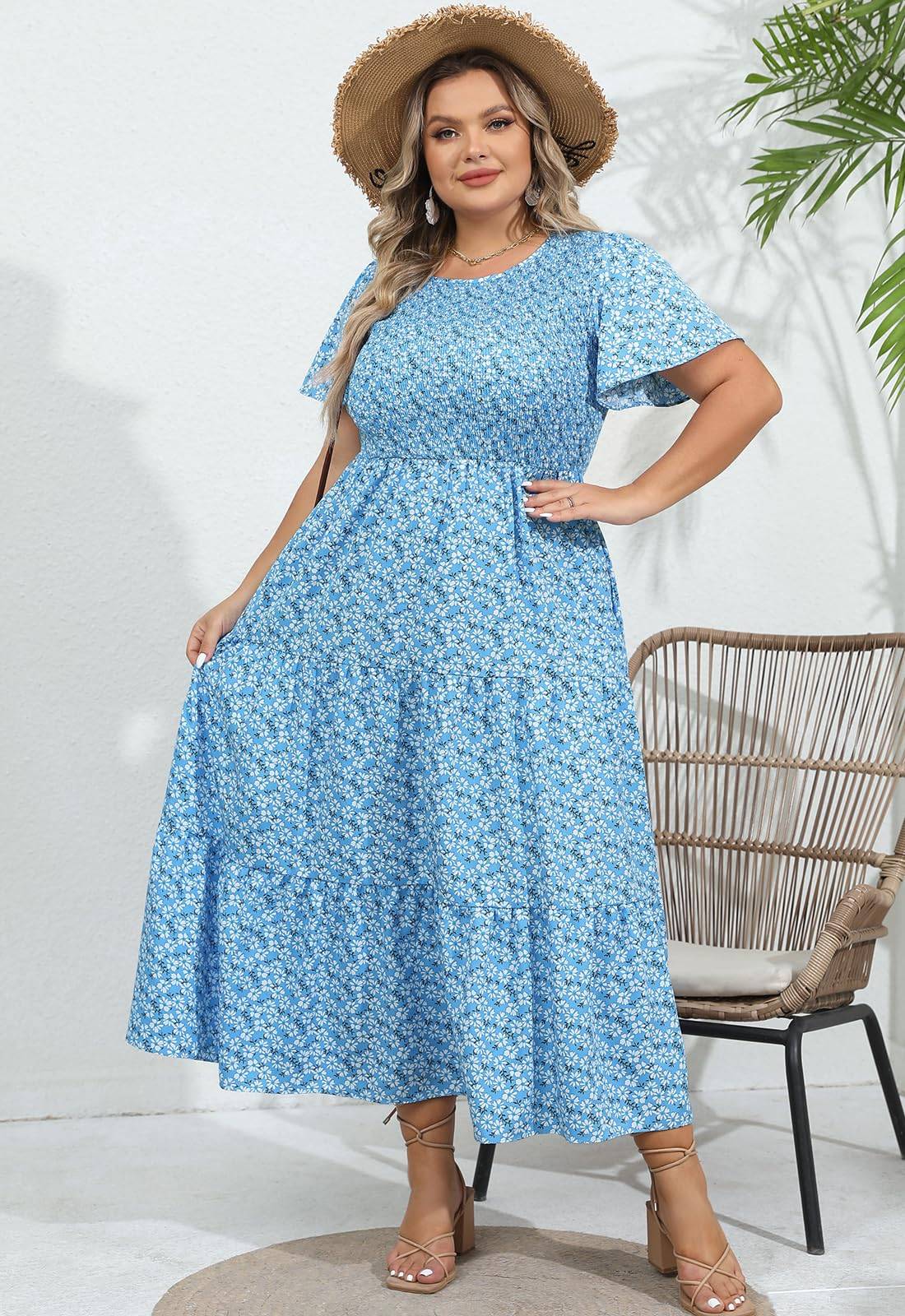 Women's Plus Size Maxi Dress Floral Boho Dress