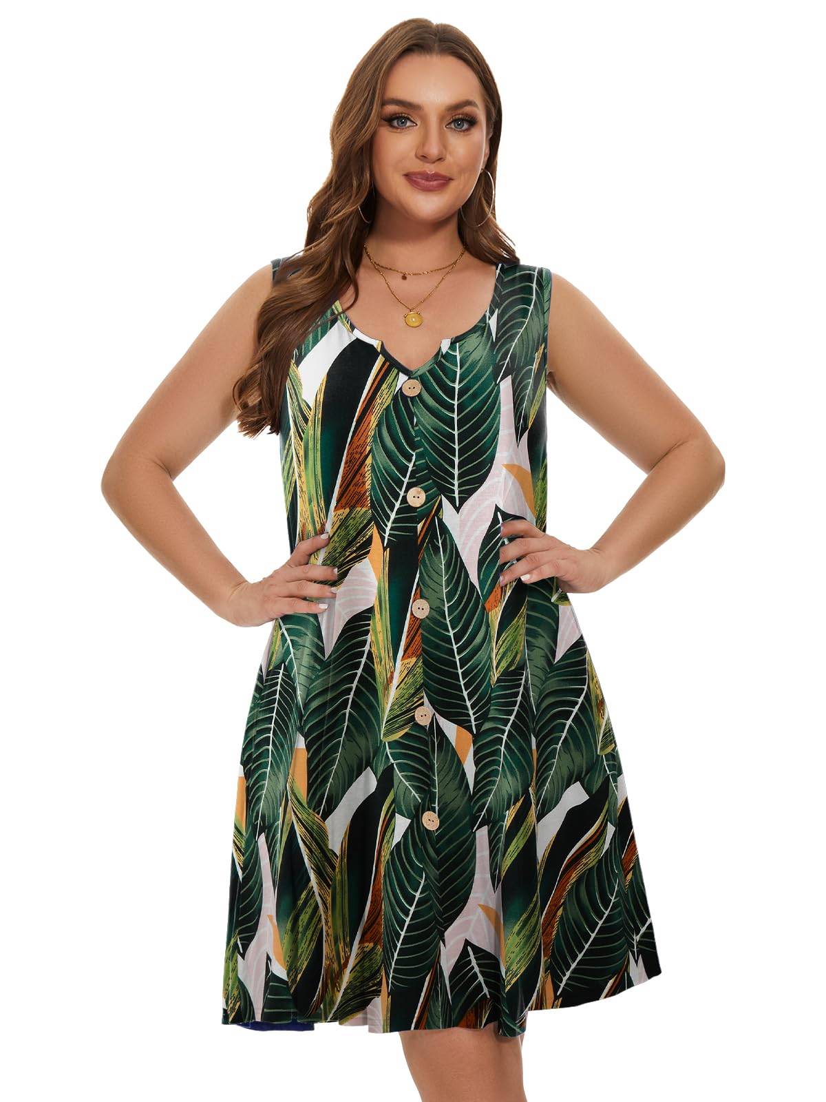 Women Plus Size A Line Sundresses Midi Dress