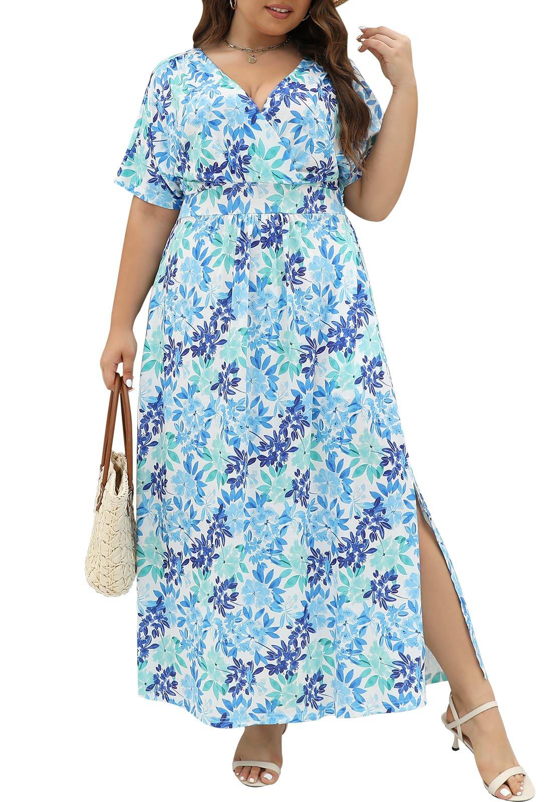 Plus Size Maxi Dresses Women Boho Floral