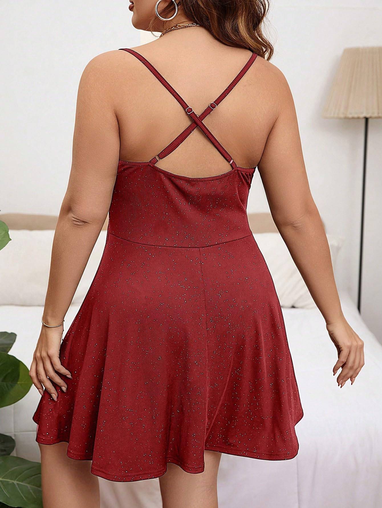 Women's Plus Size Sleeveless Glitter Dress