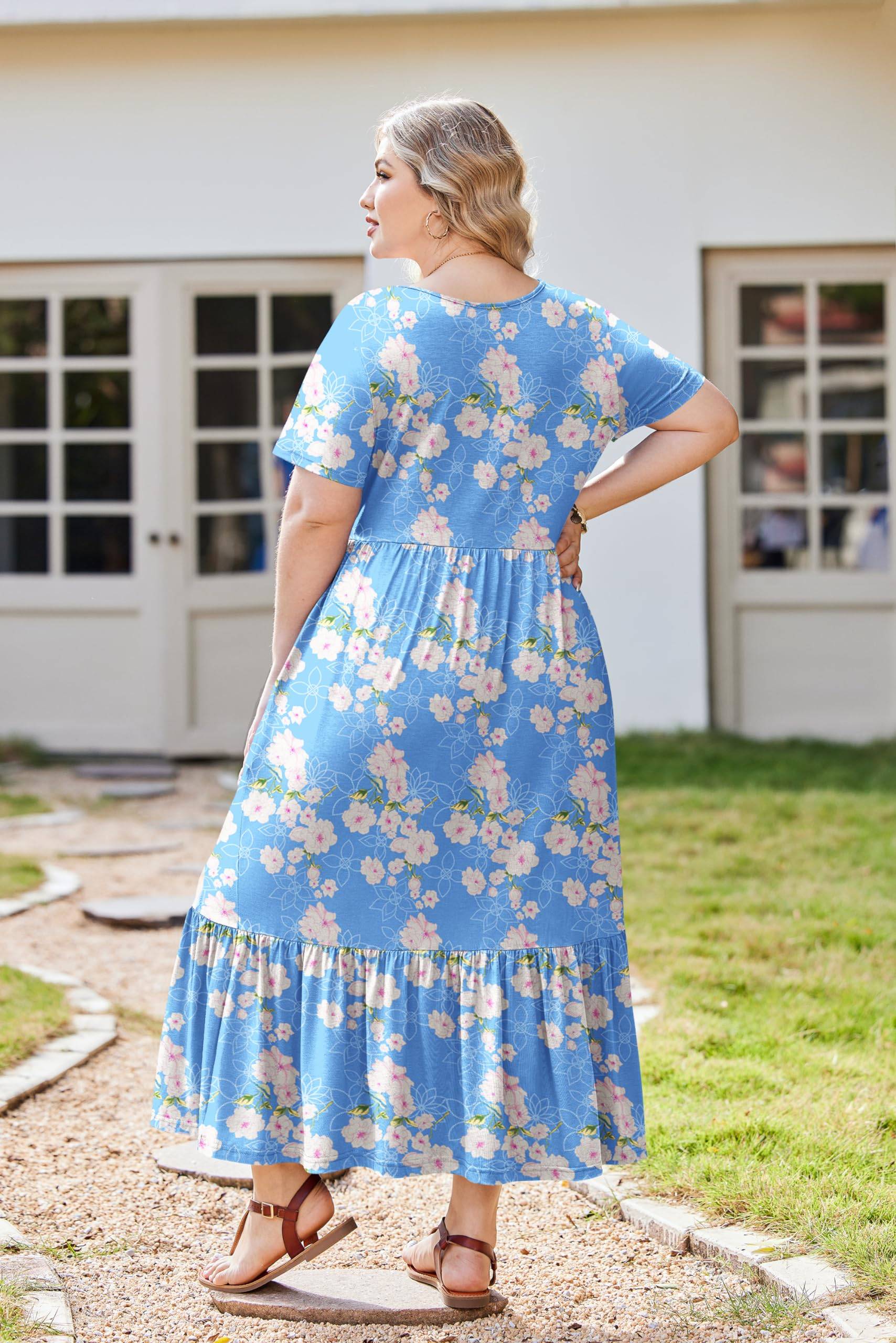 Women Plus Size Long Maxi Dresses with Pockets