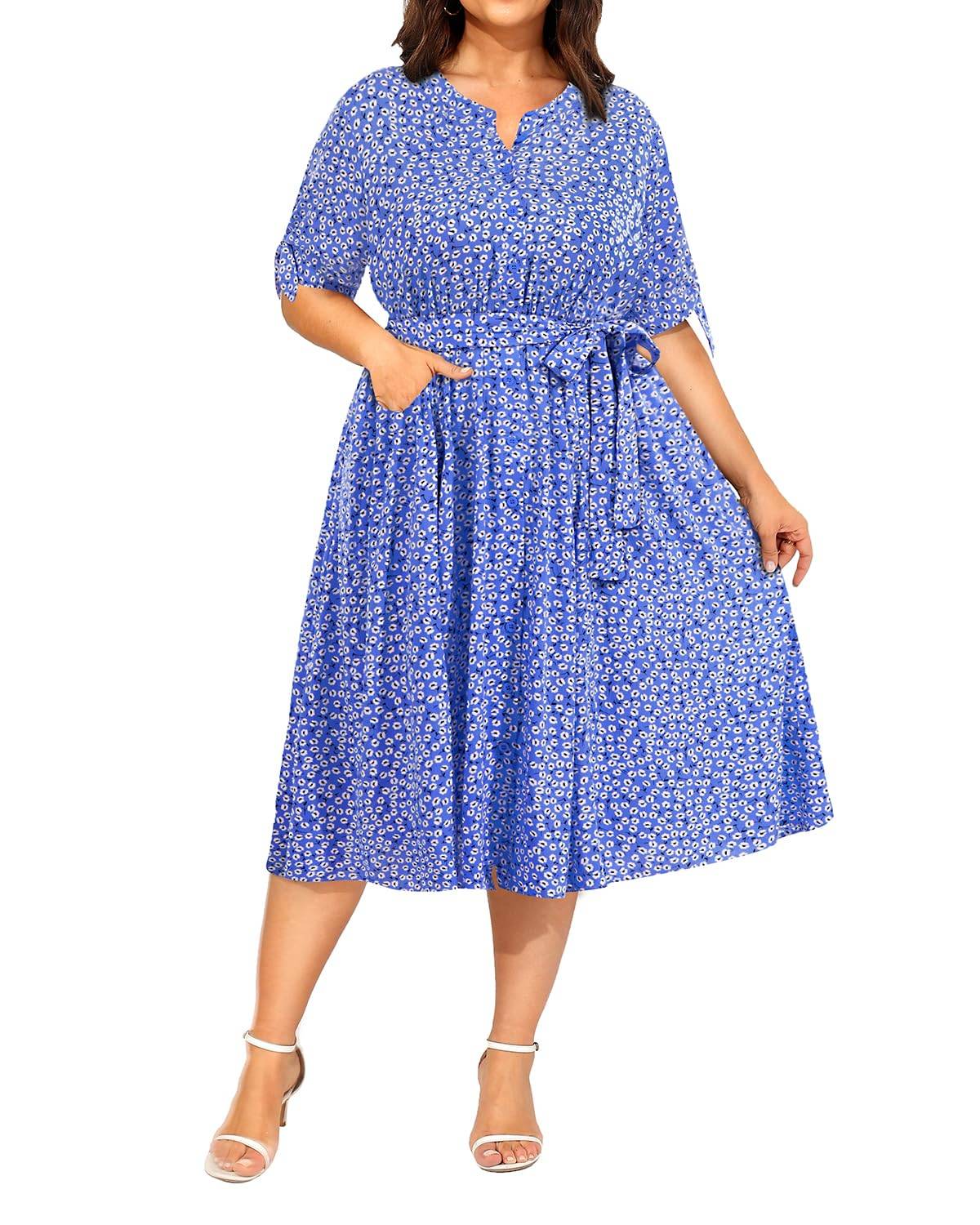 Women's Summer Midi Dress Plus Size Sundress