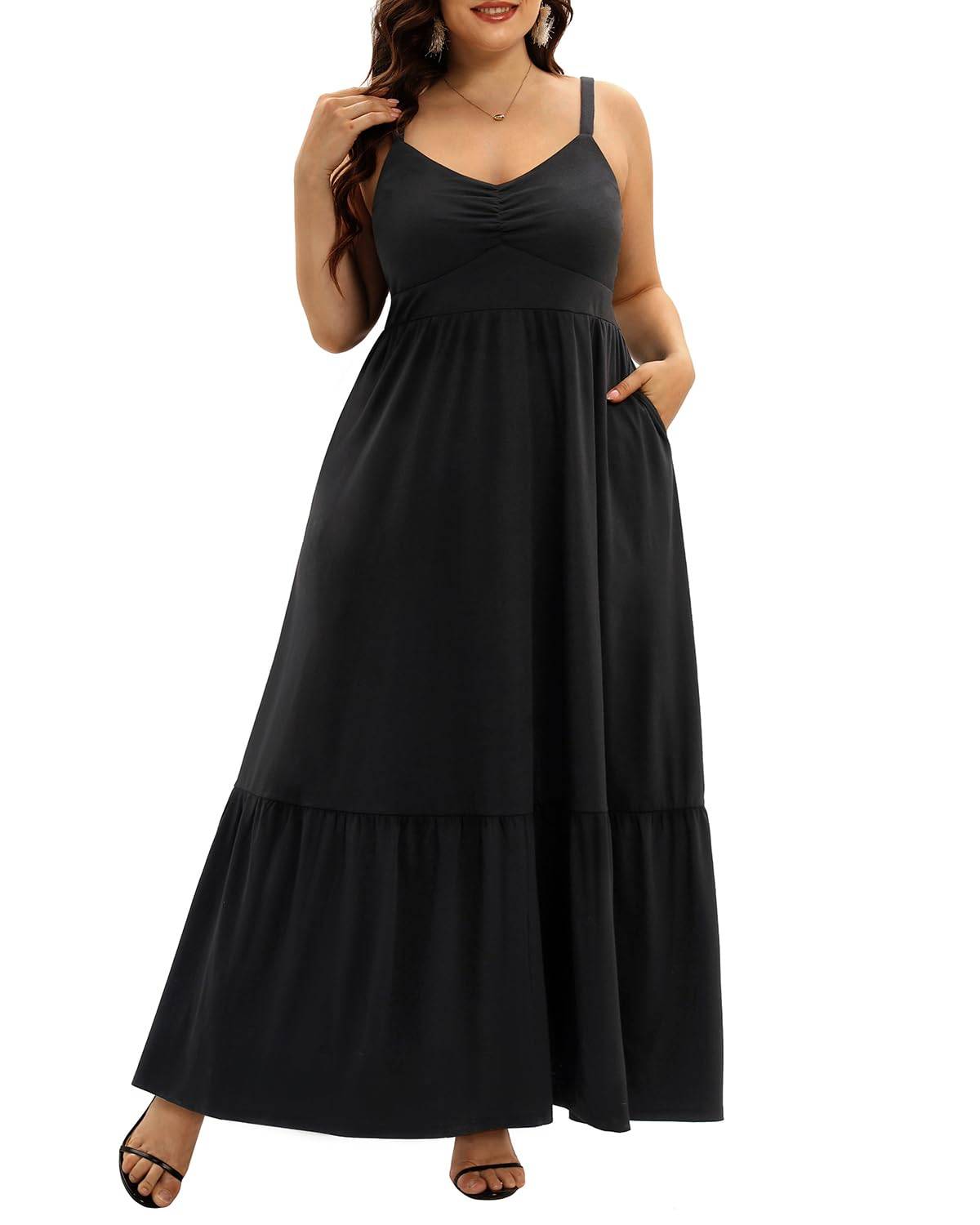 Women's Plus Size Maxi Sun Dress Sundress Pockets