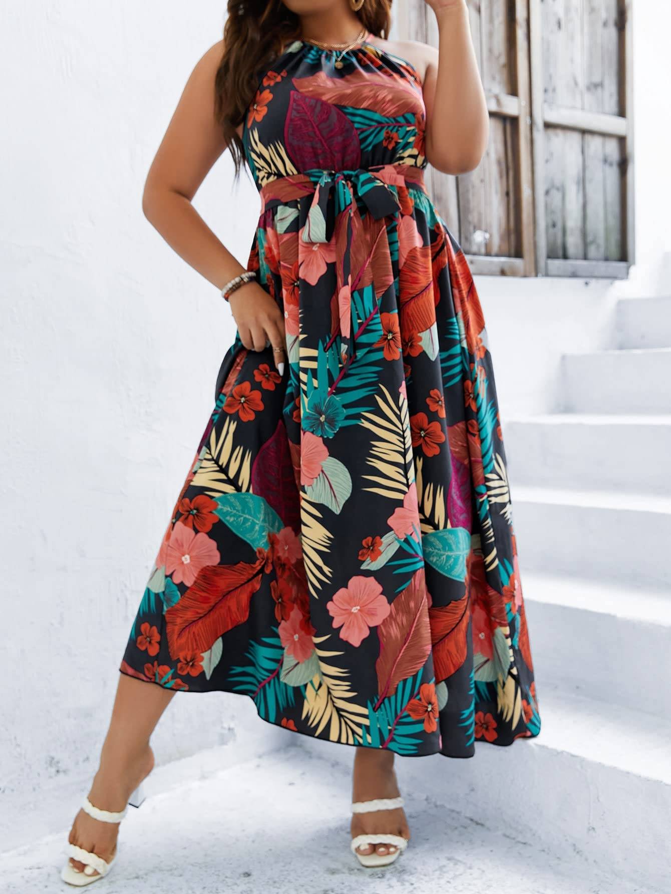 Women's Plus Size Boho A Line Long Dress