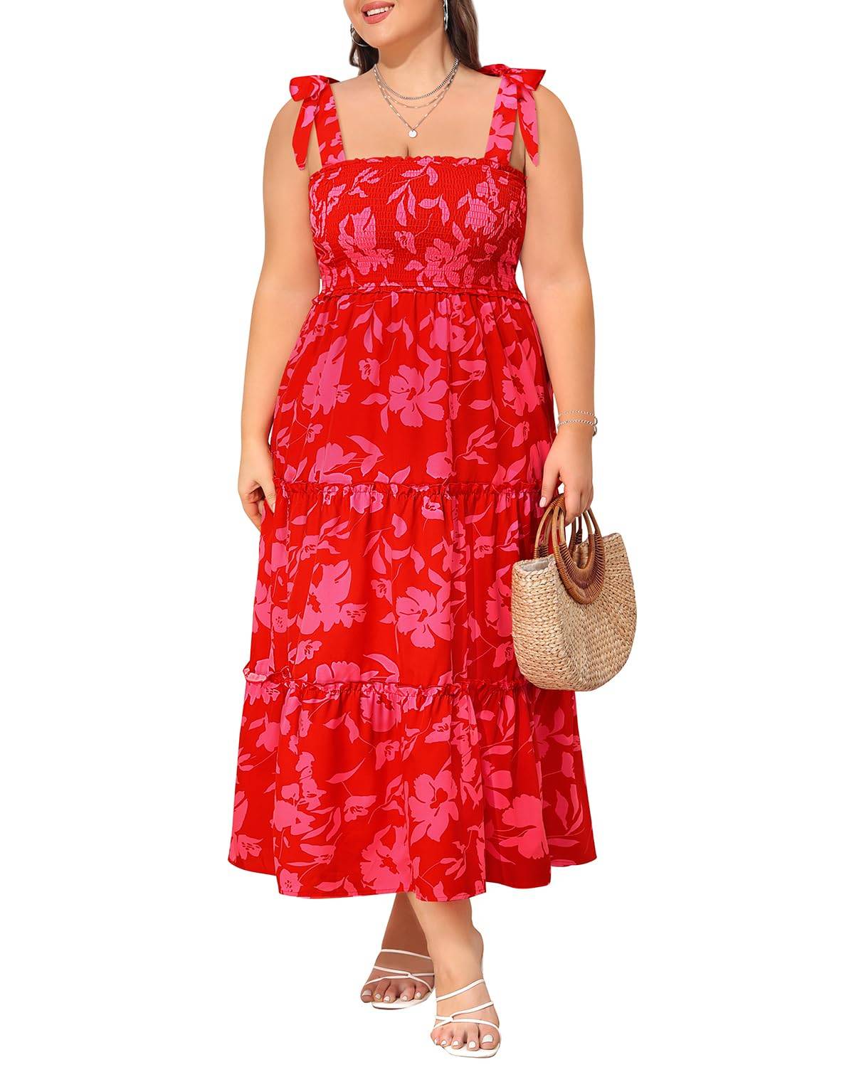 Women's Plus Size Strap Maxi Beach Long Dress