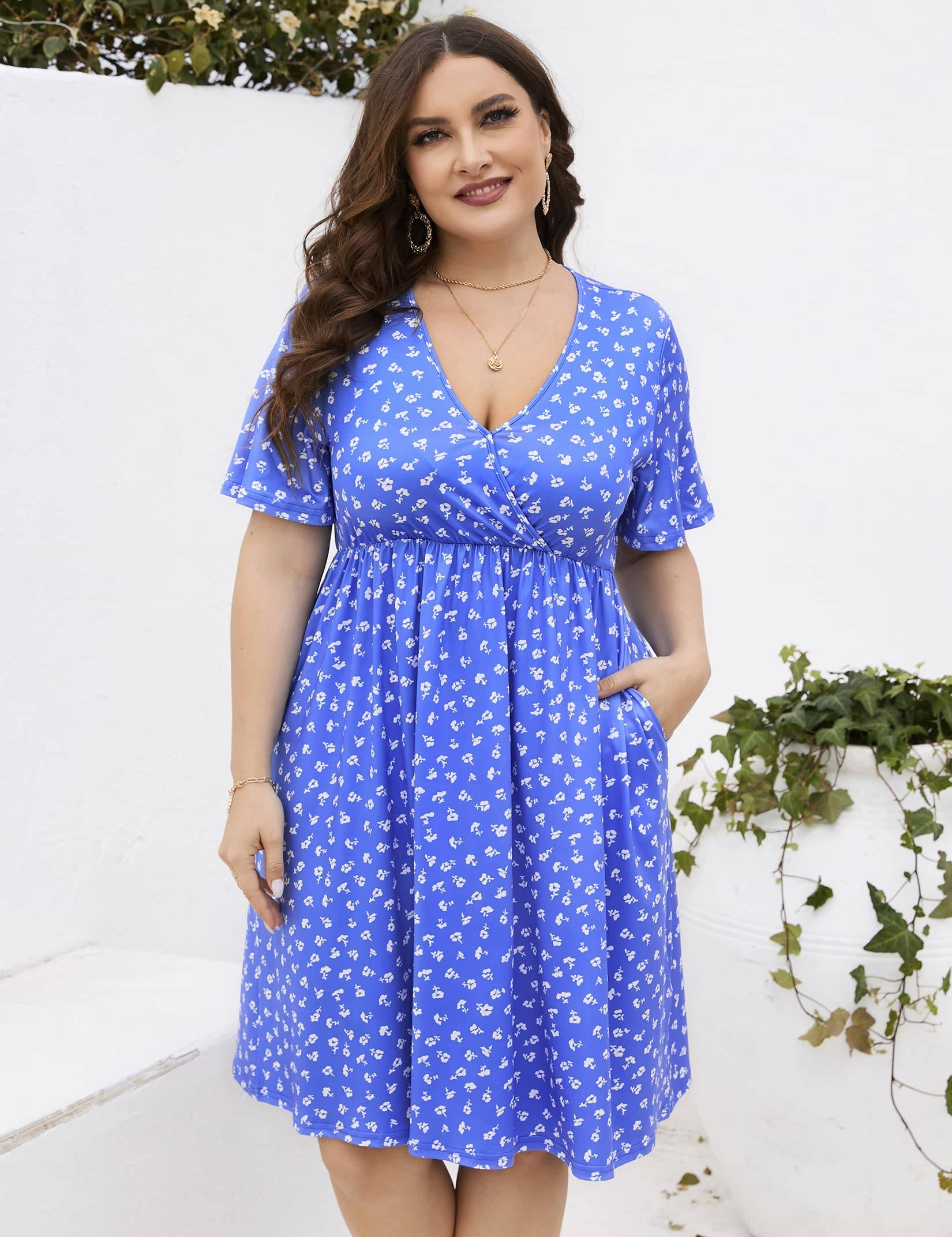 Plus Size Summer Dress Women's A Line Midi Dresses