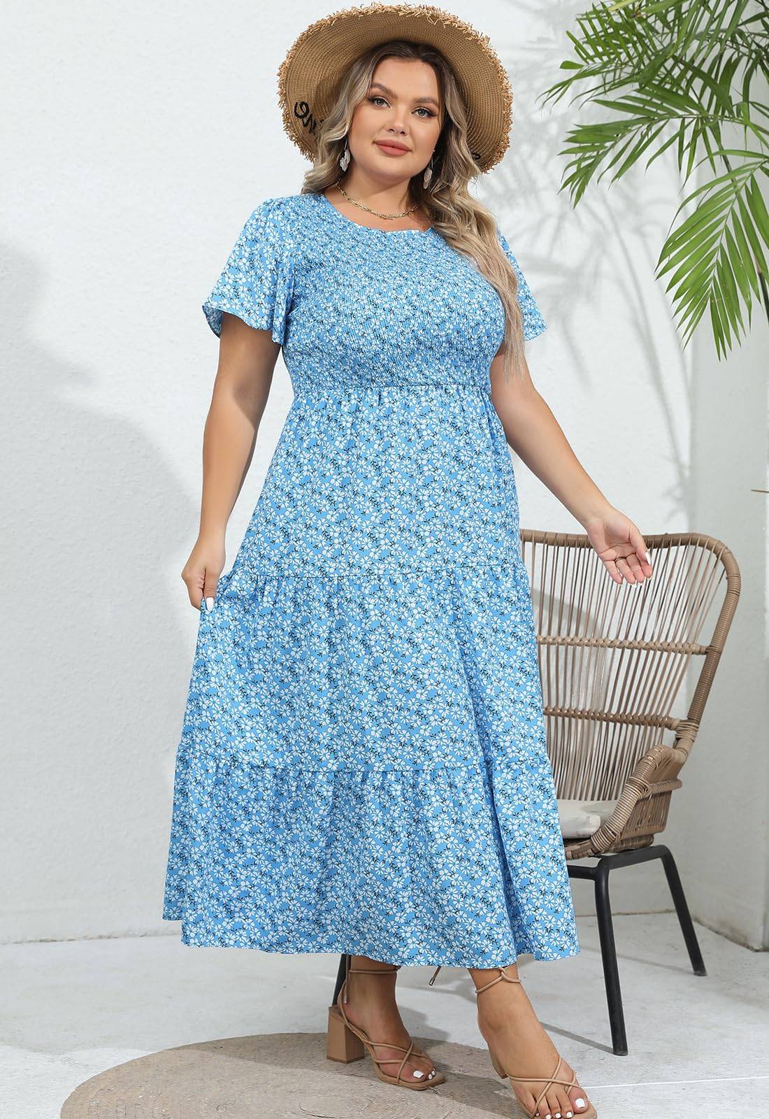 Women's Plus Size Maxi Dress Floral Boho Dress