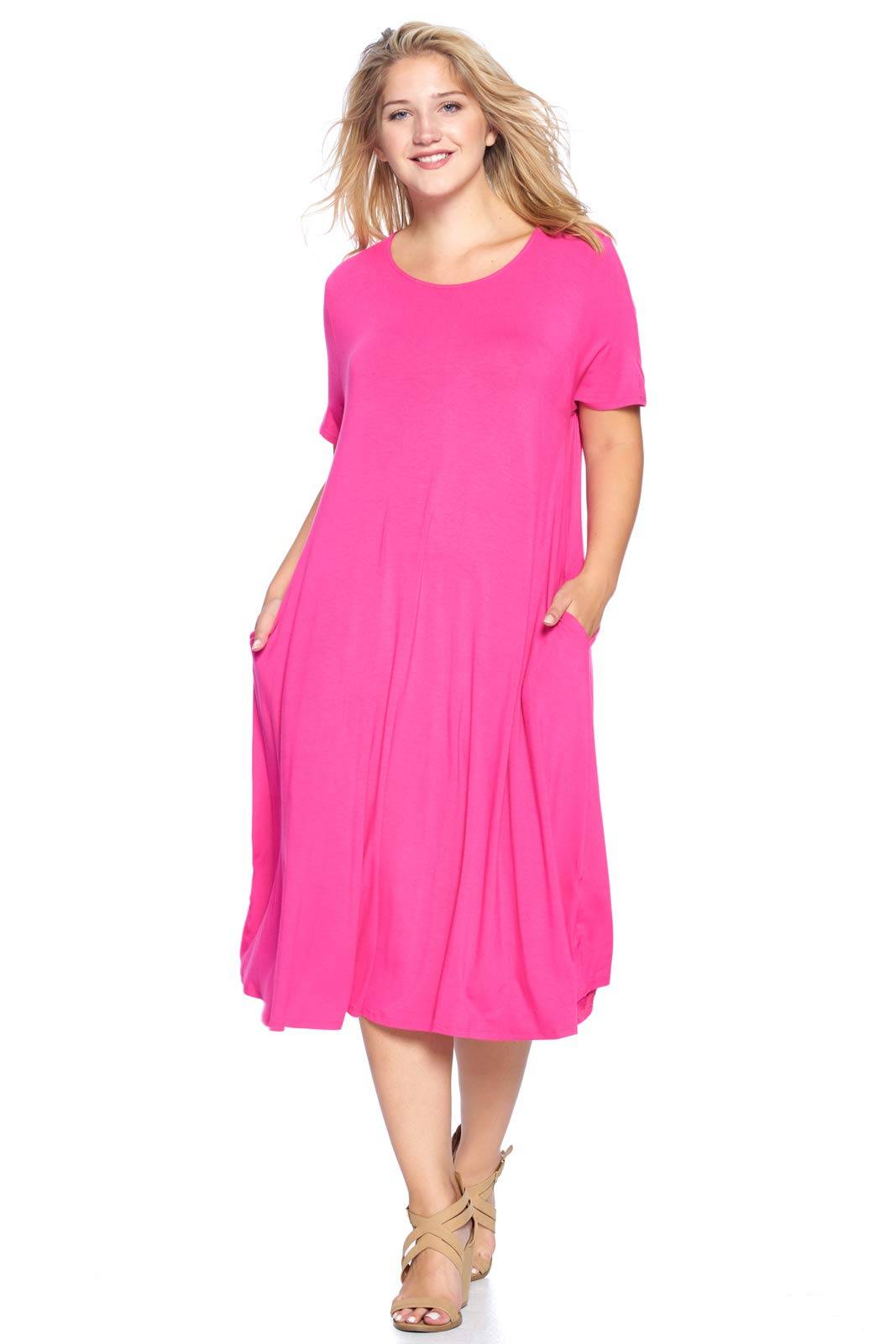 Women's Plus Size A-Line Pocket Midi Dress