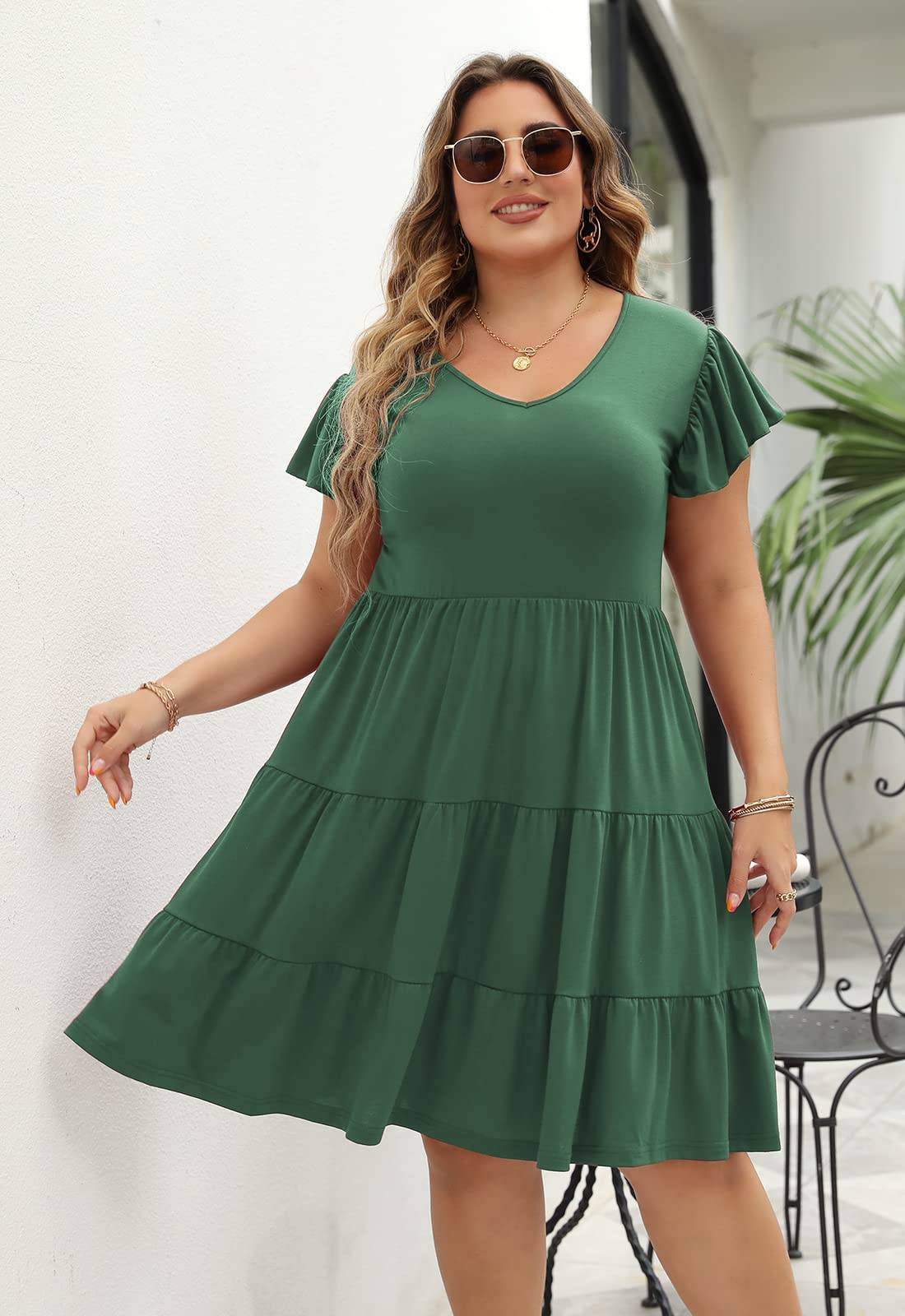 Womens Plus Size dresses Midi Dress with Pockets