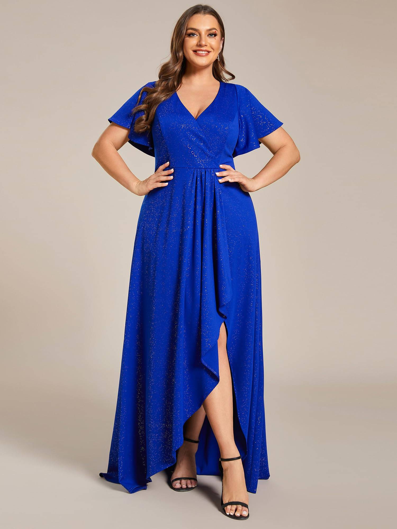 Women's Glitter A-line Plus Size Formal Dresses