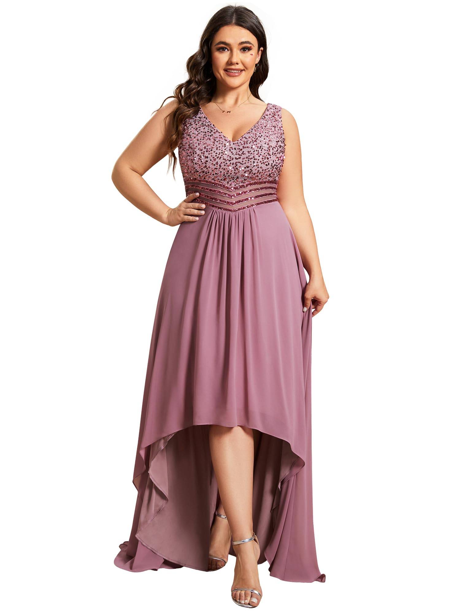 Plus Women V Neck Maxi Formal Party Dress