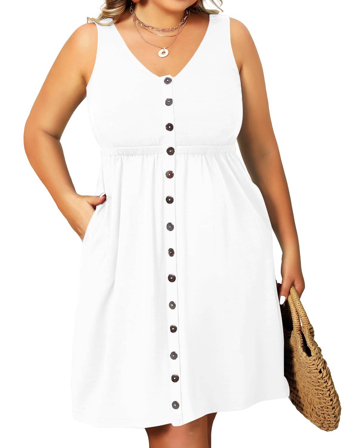 Women's Plus Size Summer Dresses Pockets A-Line