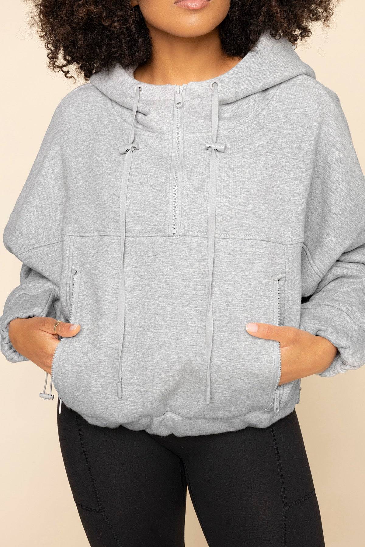 Half Zip Warm Up Hoodie - Dove Heather Grey