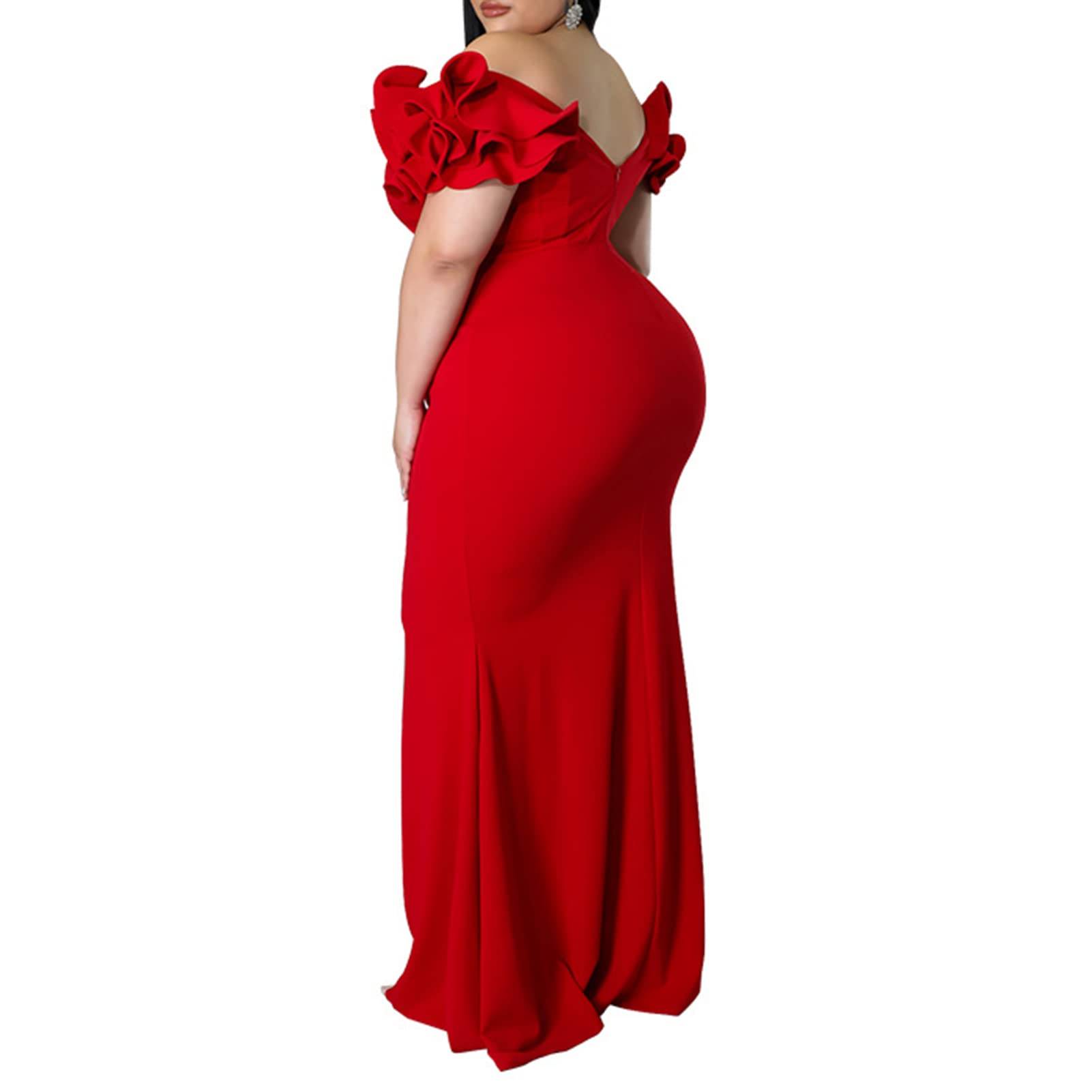 Women's Plus Size Maxi V-Neck Formal Dresses