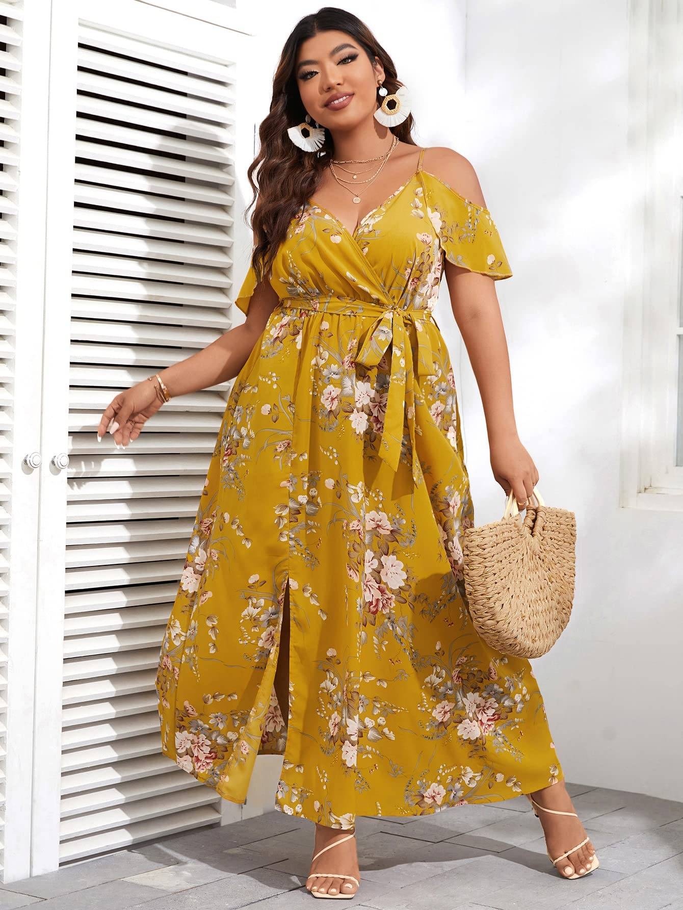 Women's Plus Size Short Sleeve Long Dress