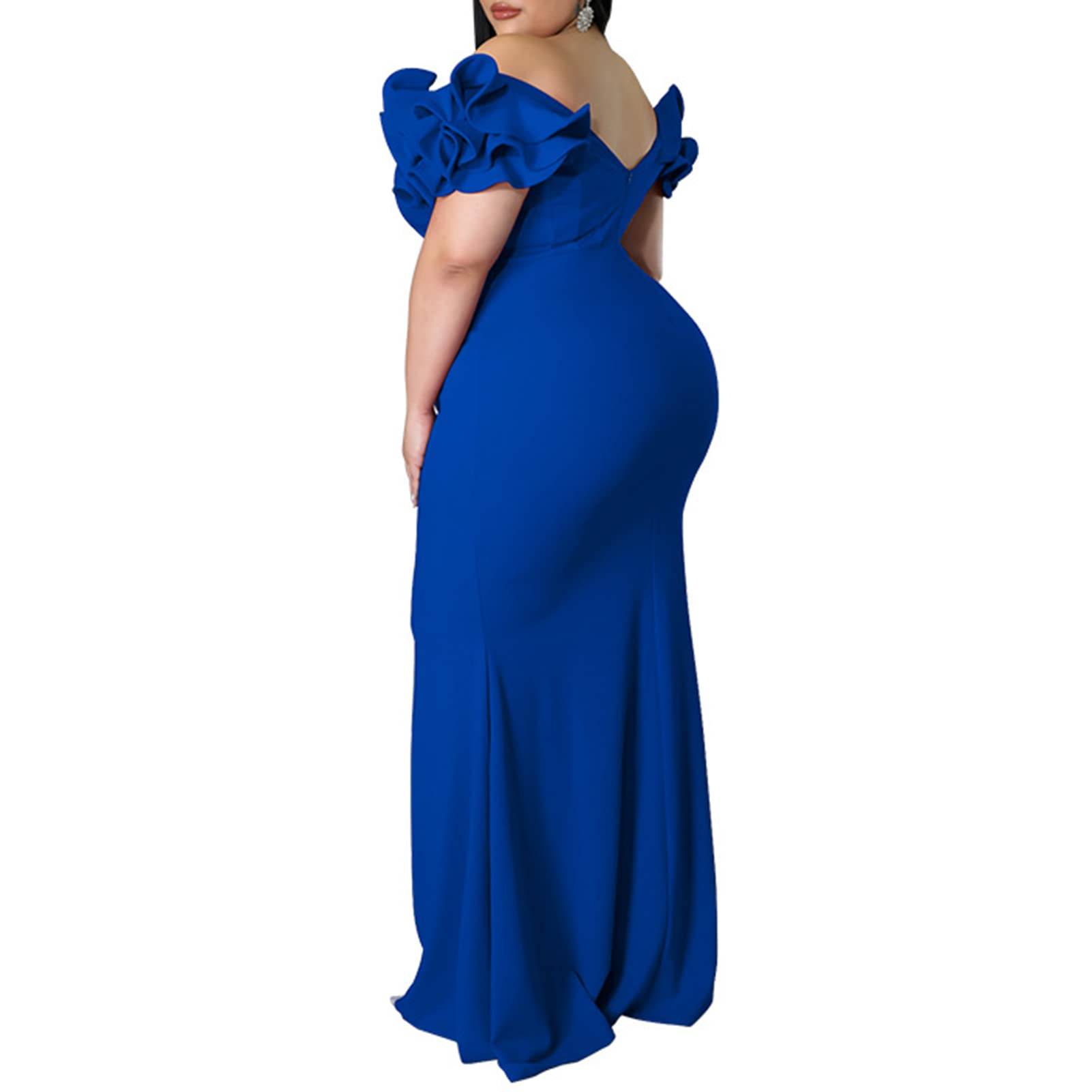 Women's Plus Size Maxi V-Neck Formal Dresses