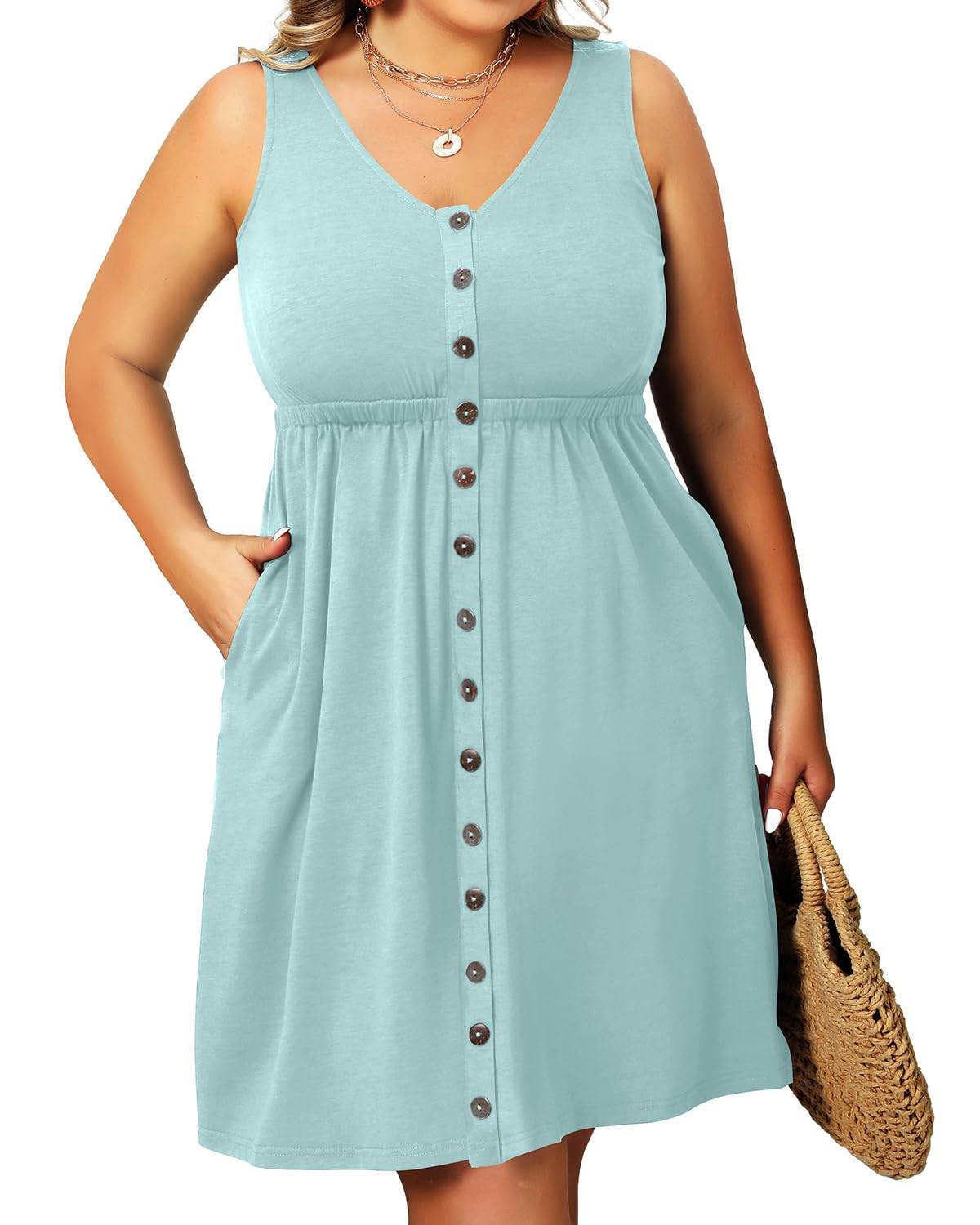 Women's Plus Size Summer Dresses Pockets A-Line