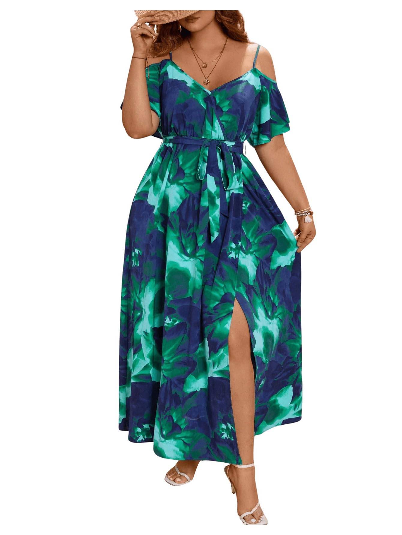 Women's Plus Size Short Sleeve Long Dress