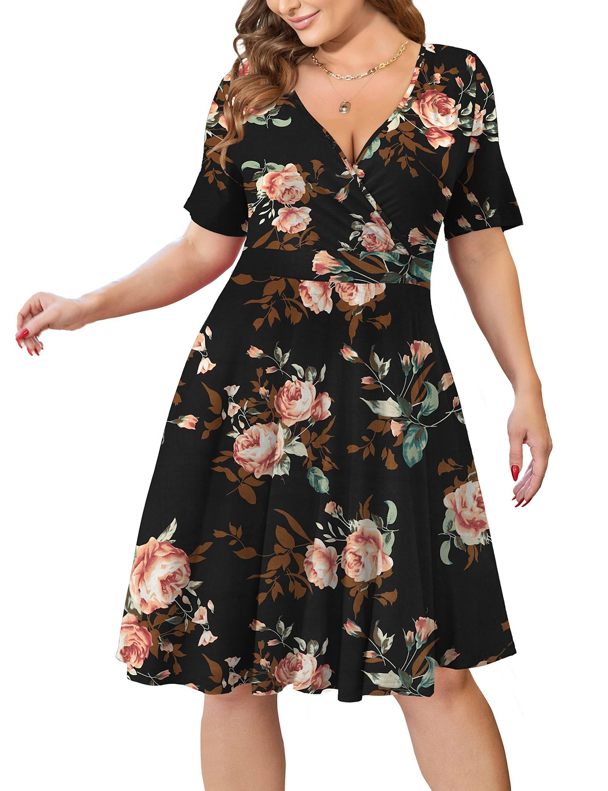 Womens Plus Size Dresses Wrap Dress with Pockets