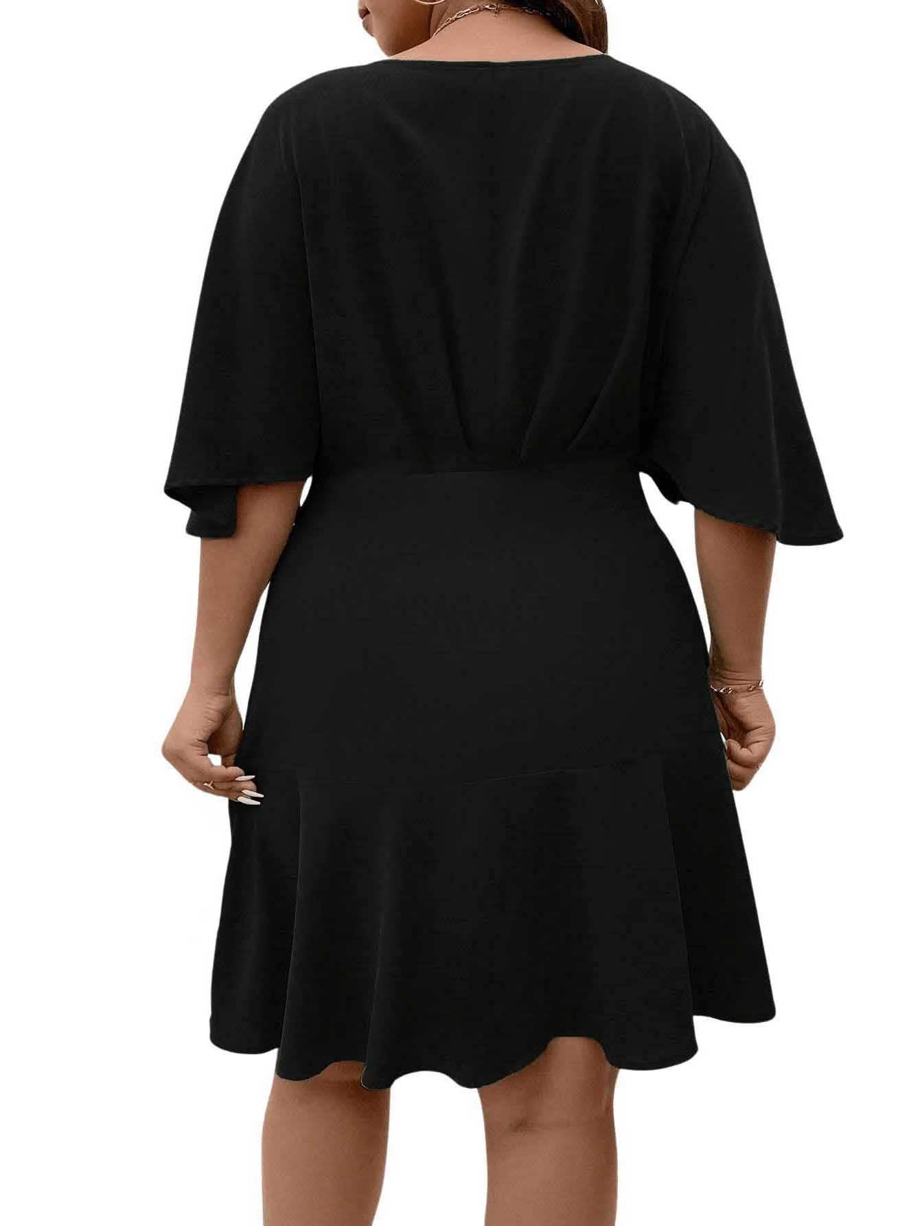 Women's Plus Size Wrap V Neck A Line Dress