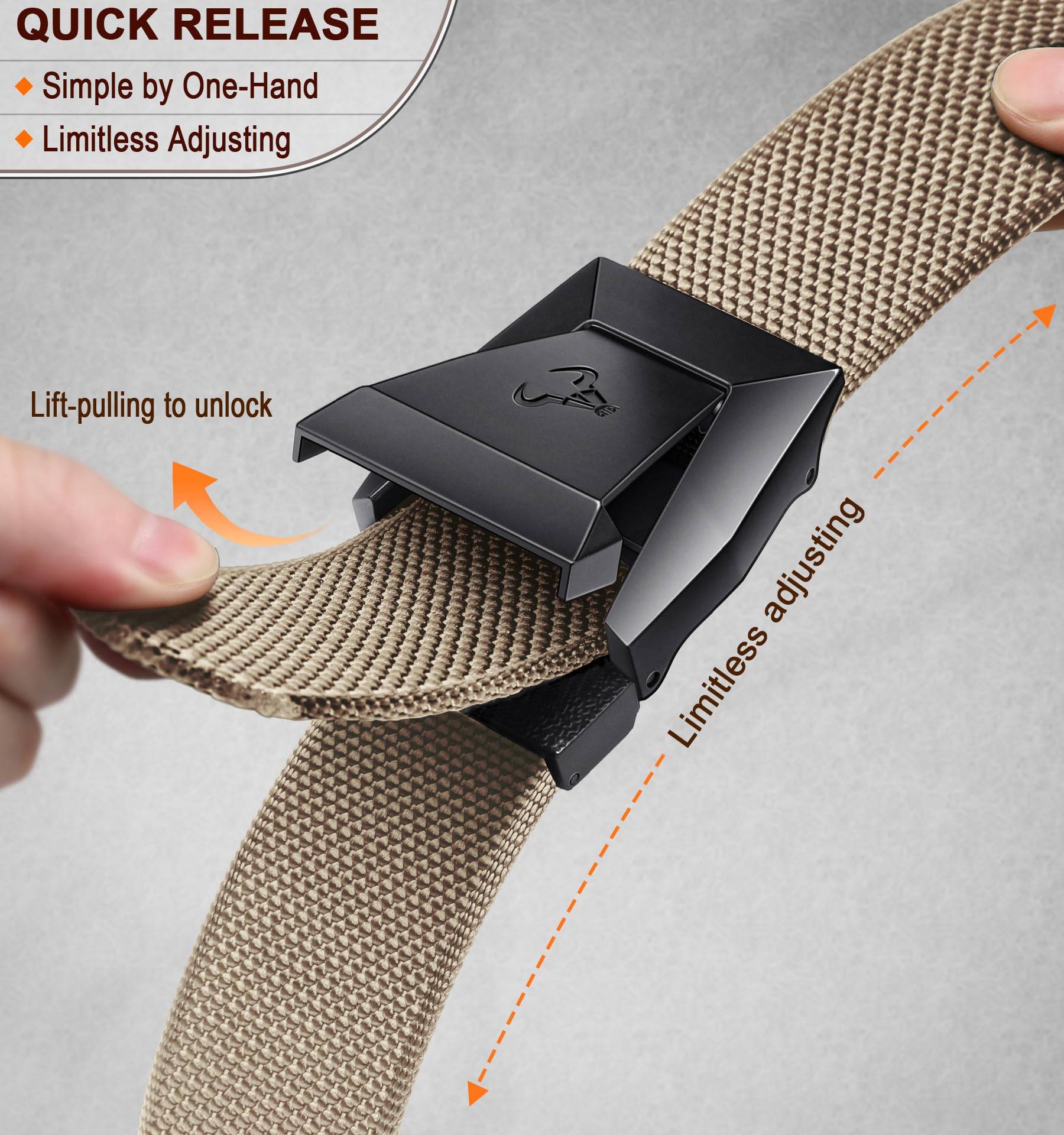 Tactical Belt for Men, Men Stretch Nylon Web Gift Belt 1.5"-Hiking Rigger Military Work-Quick Release