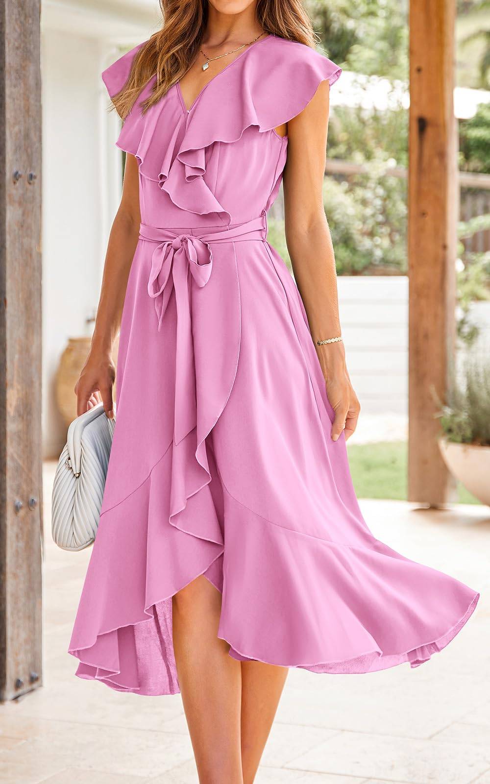 Womens Summer Wrap V Neck Split Party Dress