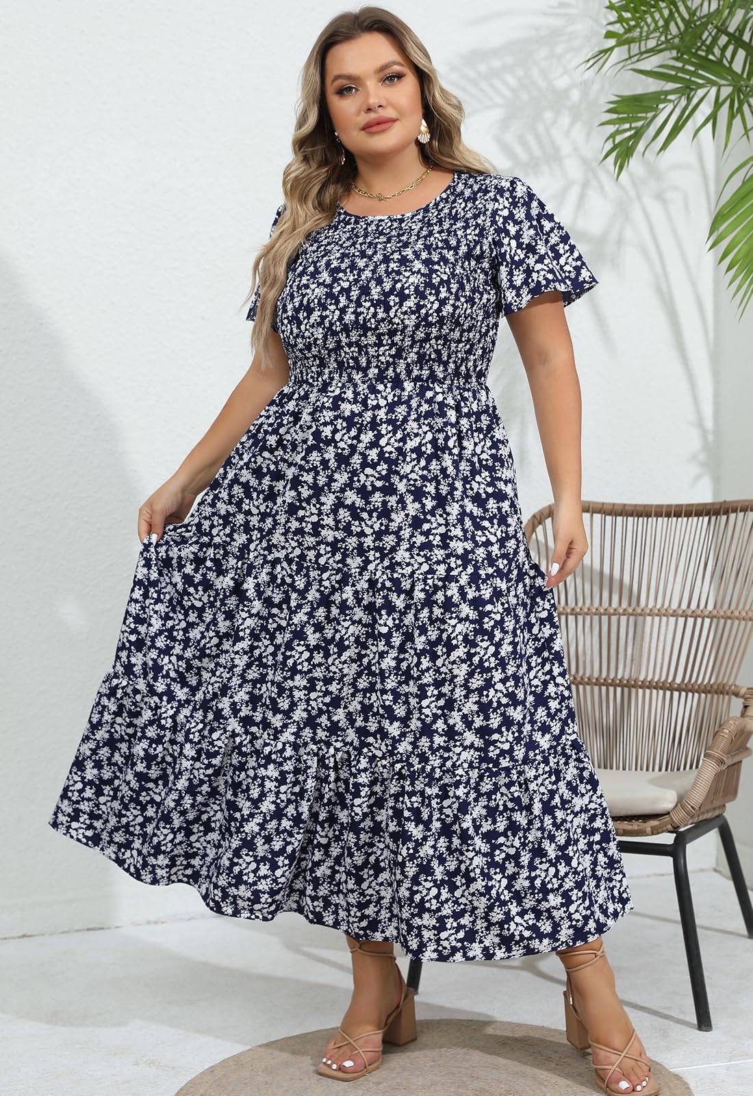 Women's Plus Size Maxi Dress Floral Boho Dress