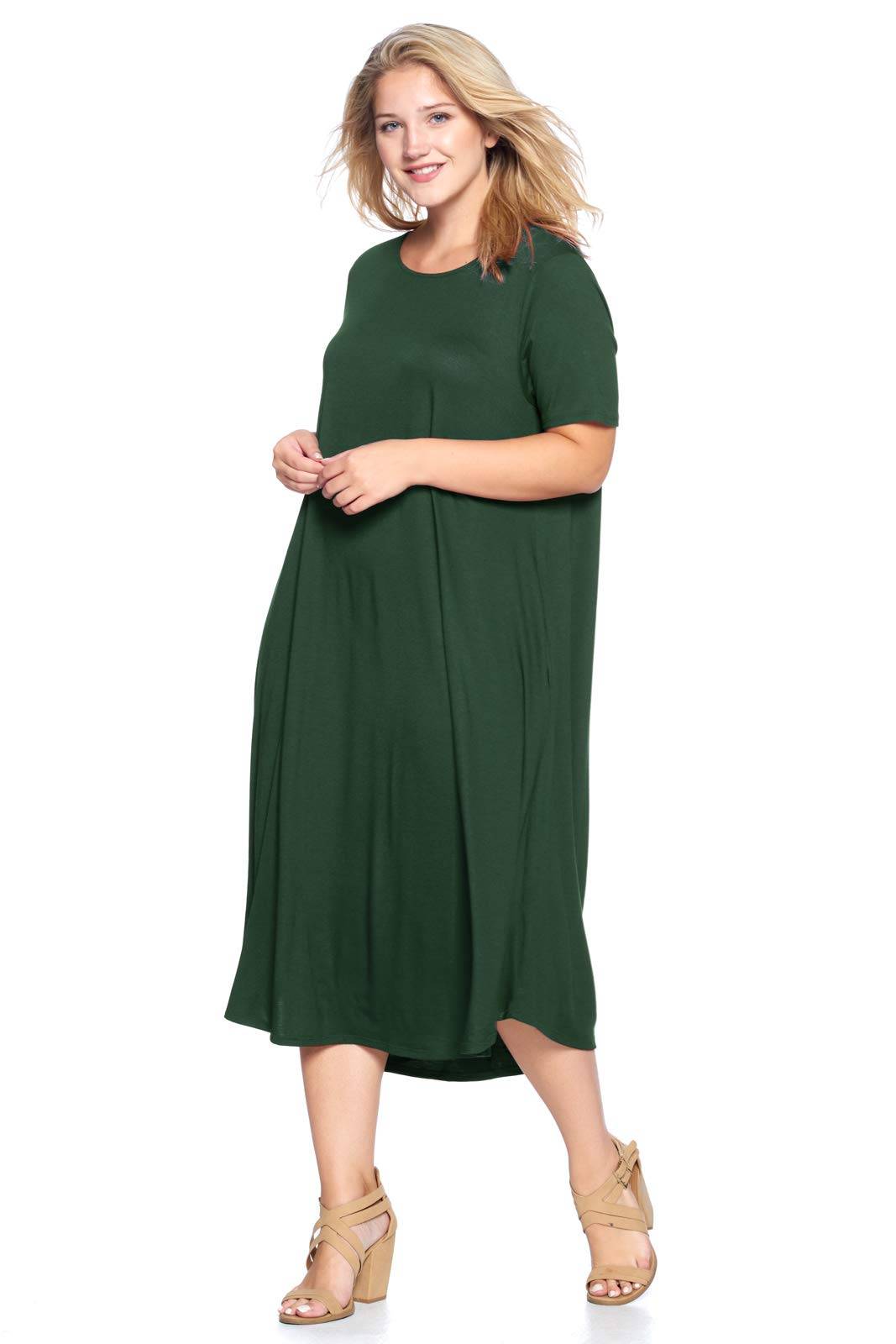 Women's Plus Size A-Line Pocket Midi Dress