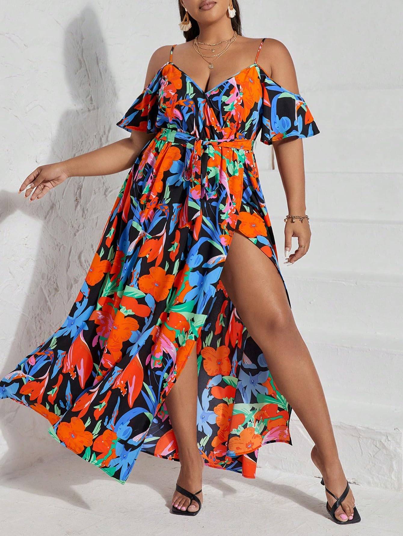 Women's Plus Size Short Sleeve Long Dress