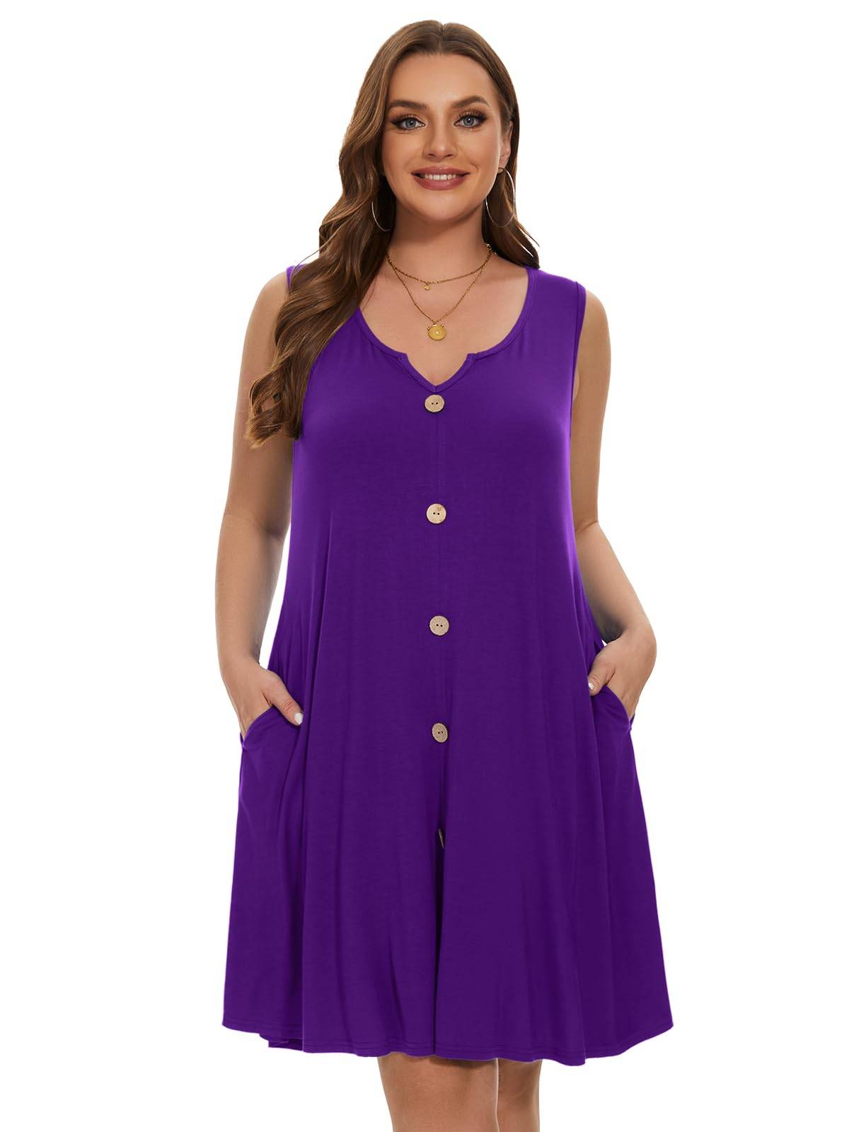 Women Plus Size A Line Sundresses Midi Dress