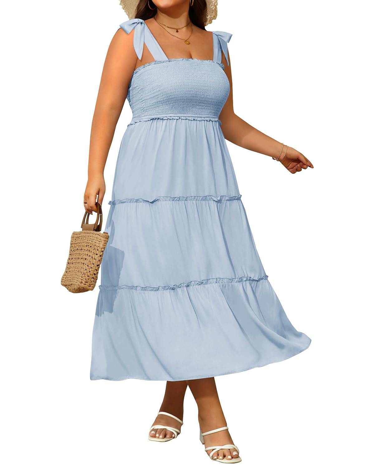 Women's Plus Size Strap Maxi Beach Long Dress