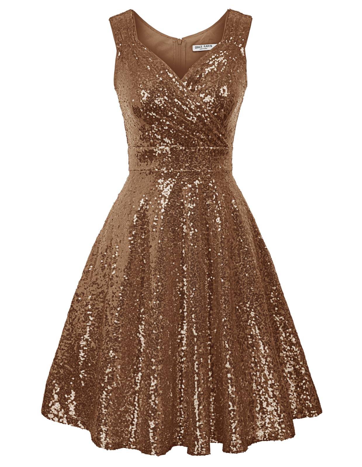 Women's Dresses V-Neck Glitter Evening Party Dress