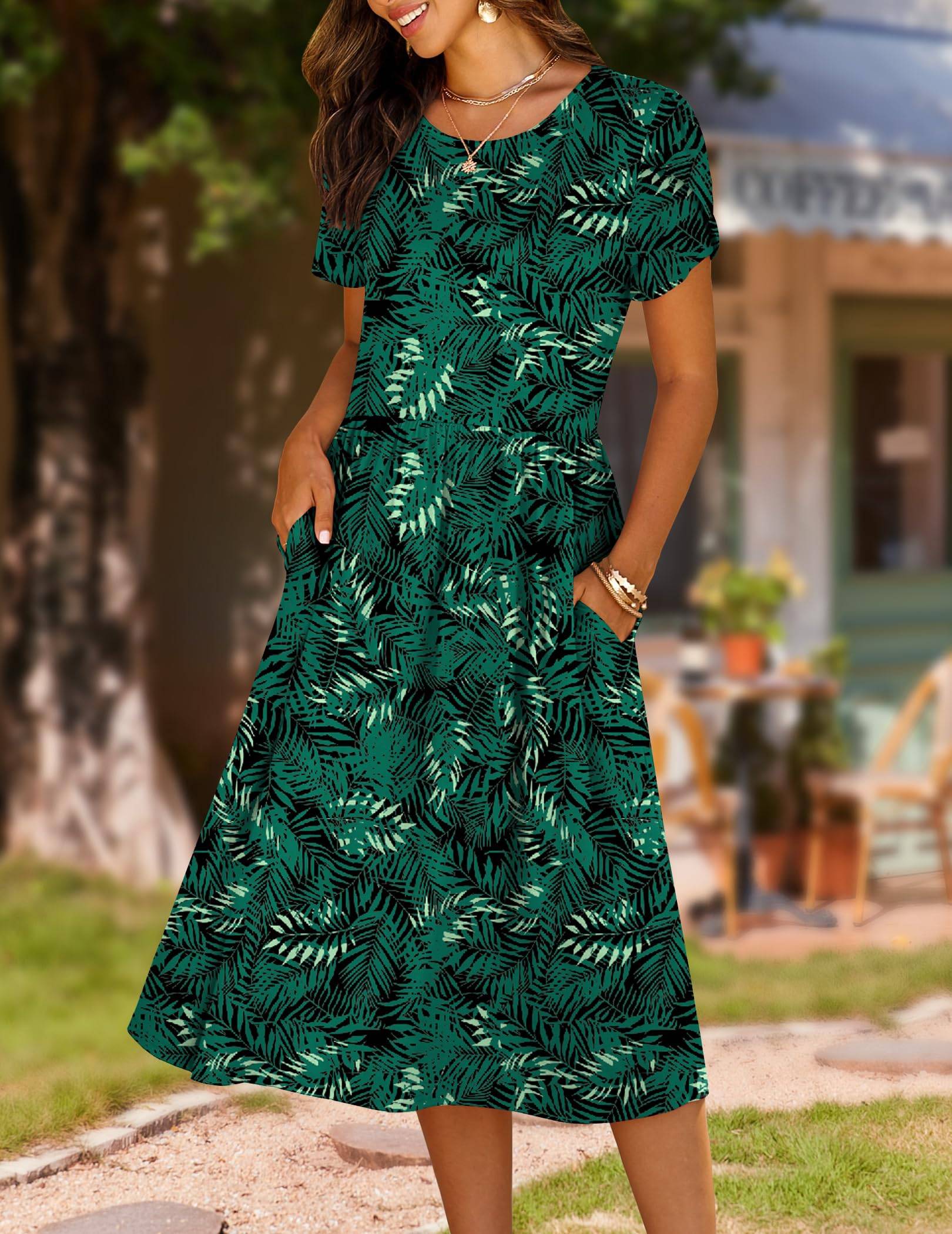 Women's A-Line Midi Dresses Floral Beach Sundress