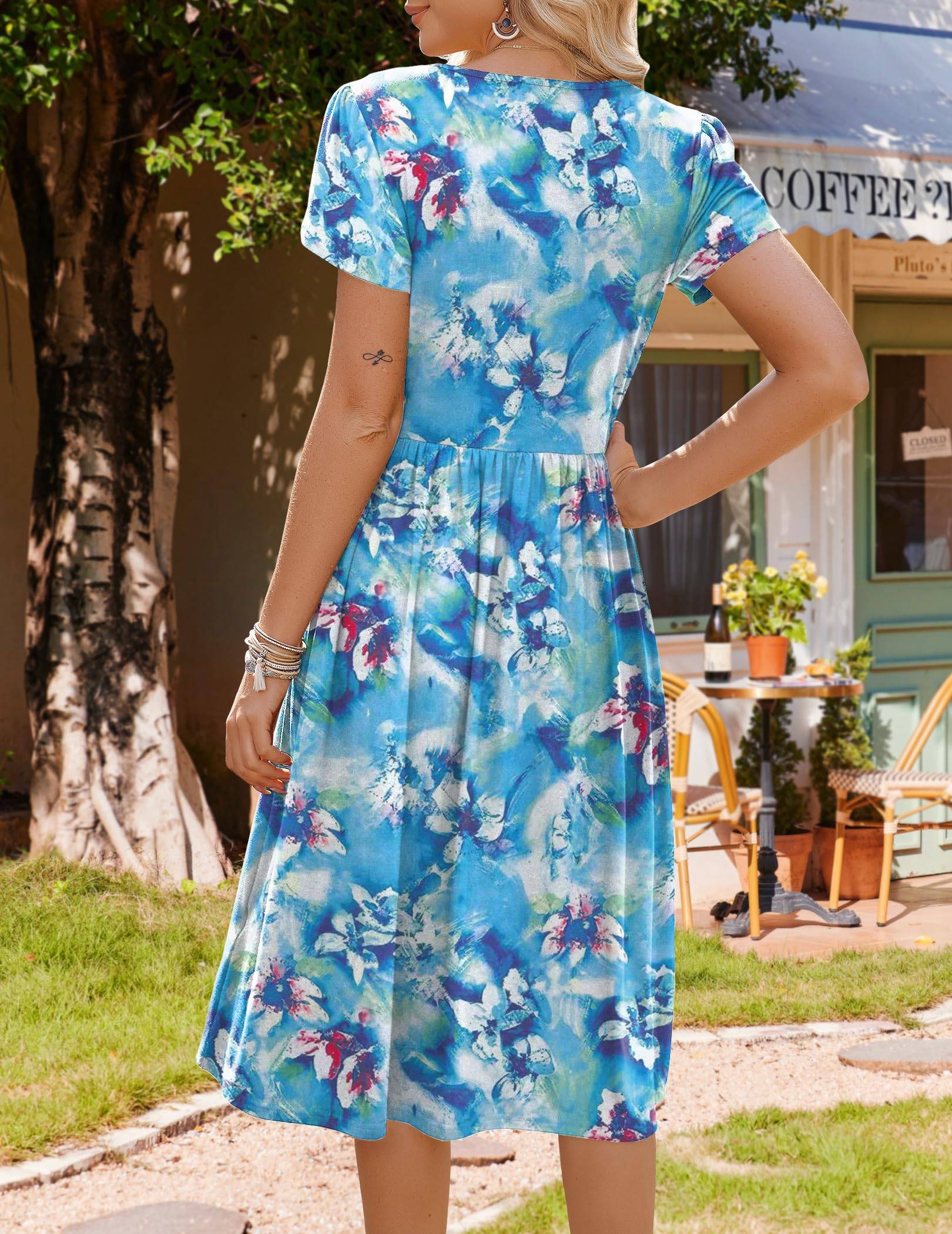 Women's A-Line Midi Dresses Floral Beach Sundress