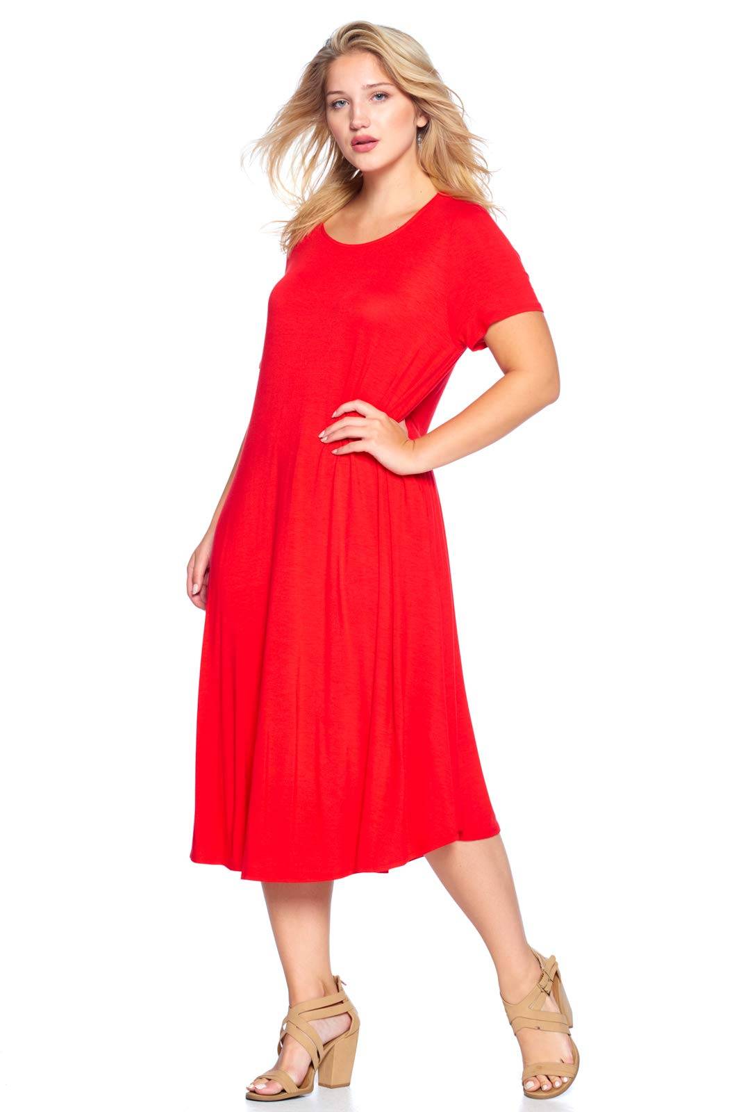 Women's Plus Size A-Line Pocket Midi Dress