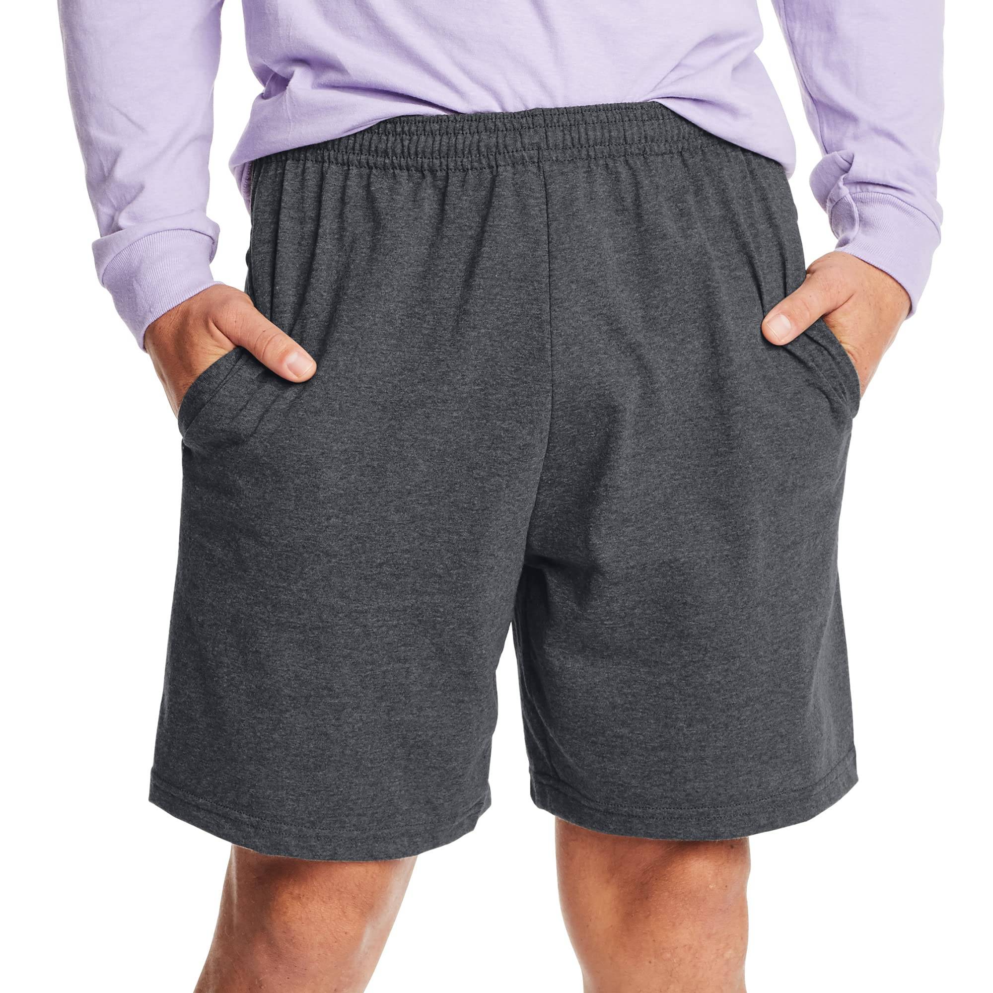 Men's Athletic Shorts, Cotton Shorts, Pull-On Knit Shorts with Pockets, Knit Gym Shorts, 7.5" Inseam