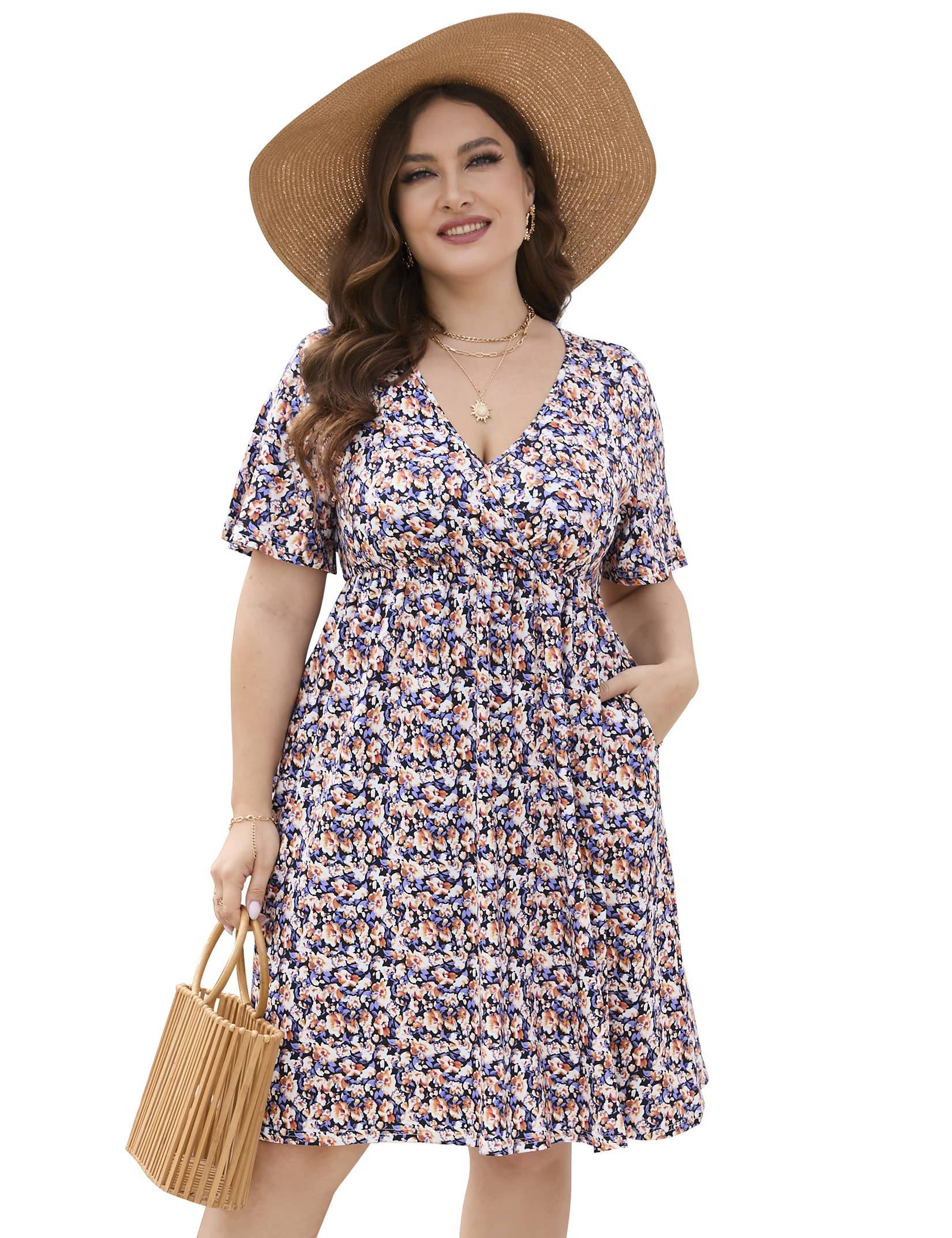 Plus Size Summer Dress Women's A Line Midi Dresses