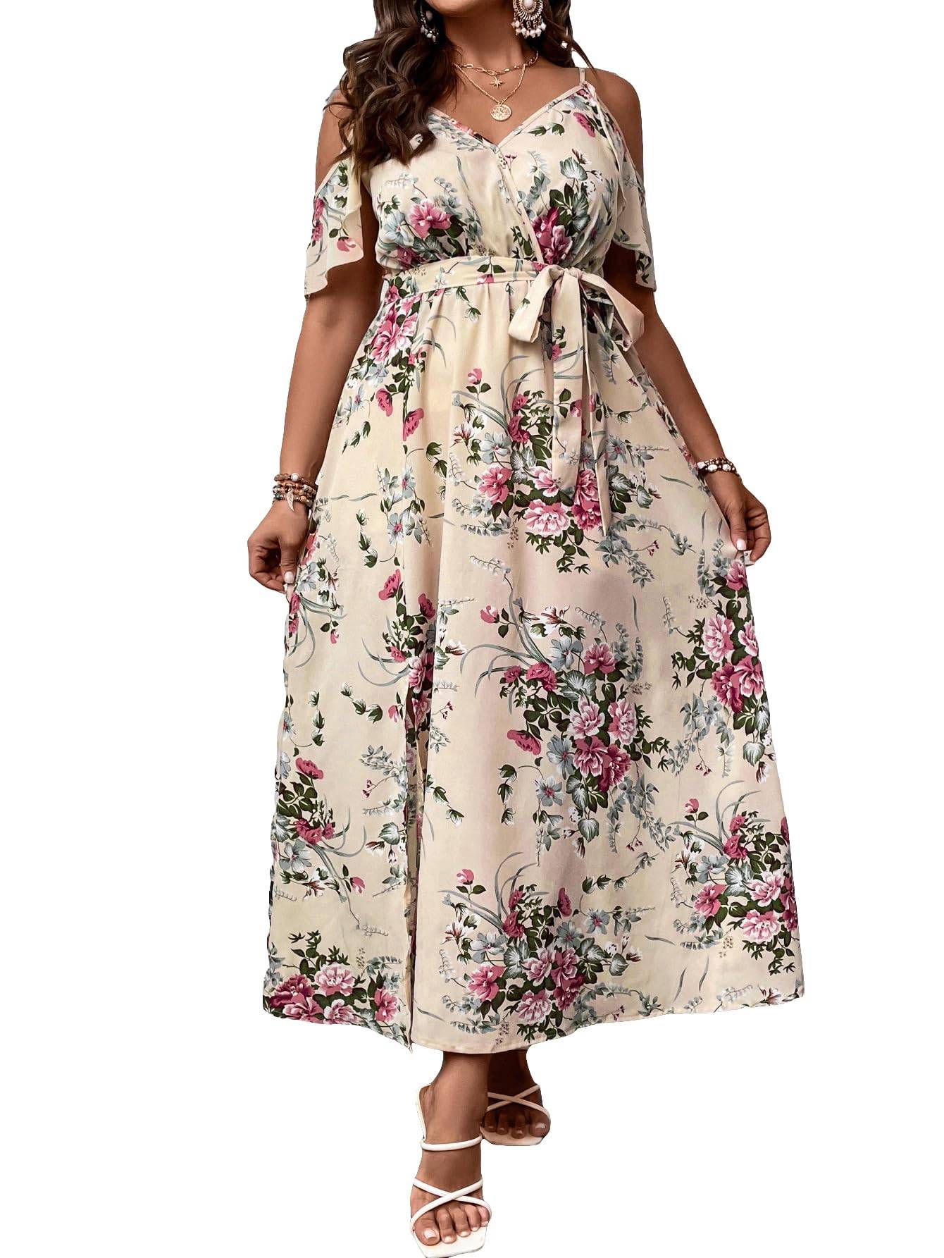 Women's Plus Size Short Sleeve Long Dress