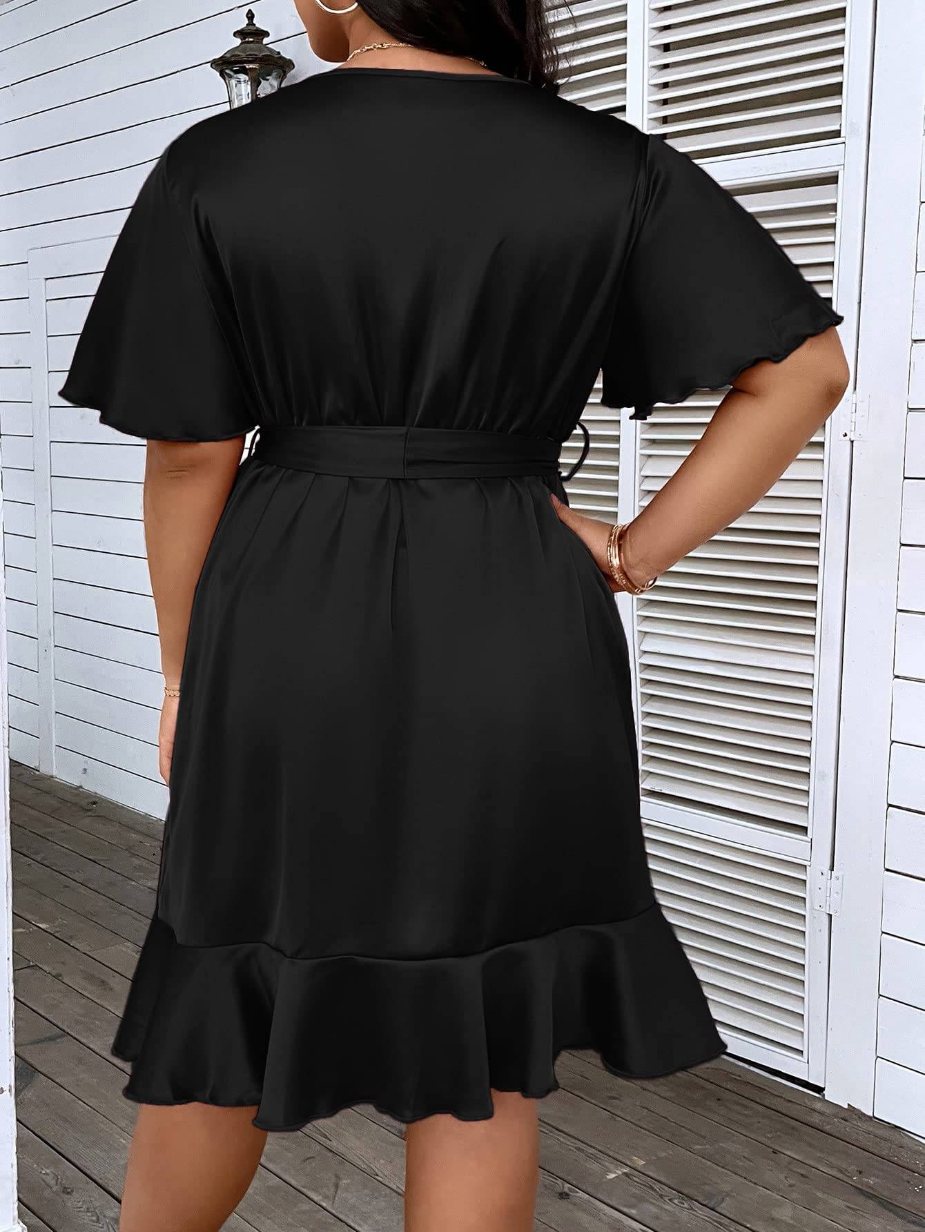 Women's Plus Size Wrap V Neck Short A Line Dress