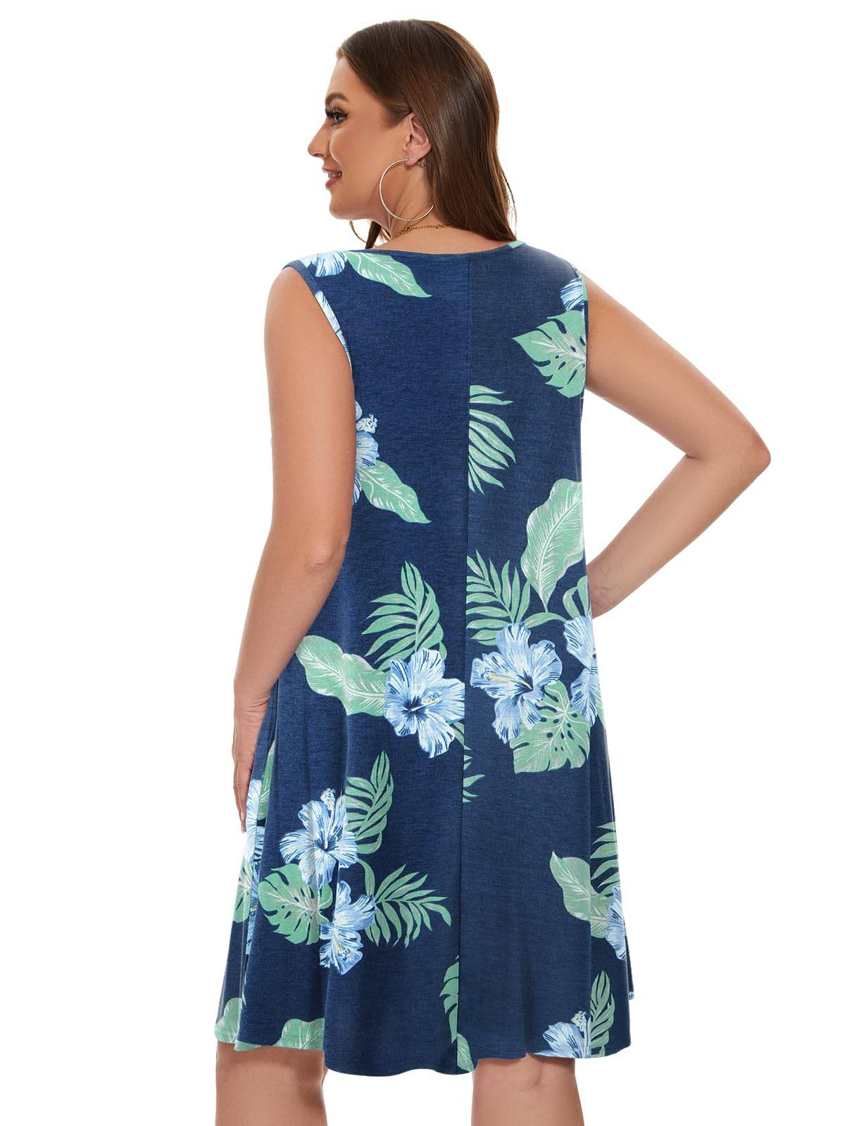 Women Plus Size A Line Sundresses Midi Dress