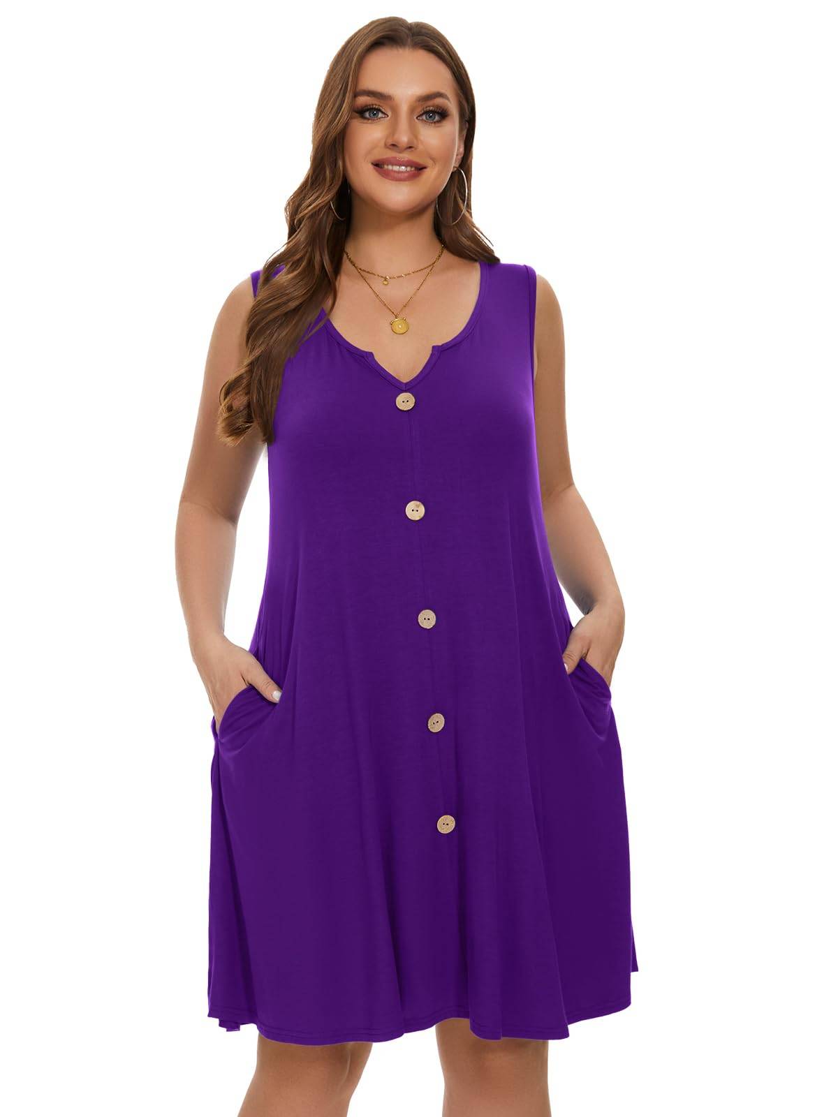 Women Plus Size A Line Sundresses Midi Dress