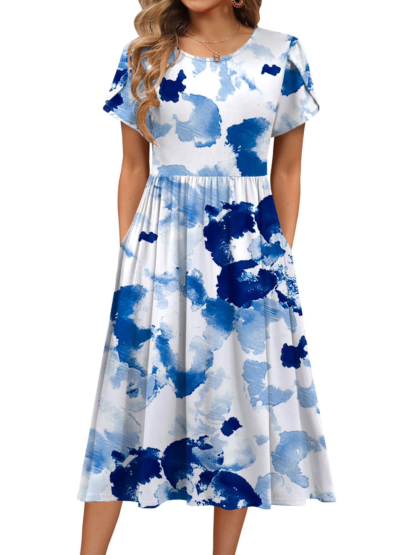 Women's A-Line Midi Dresses Floral Beach Sundress